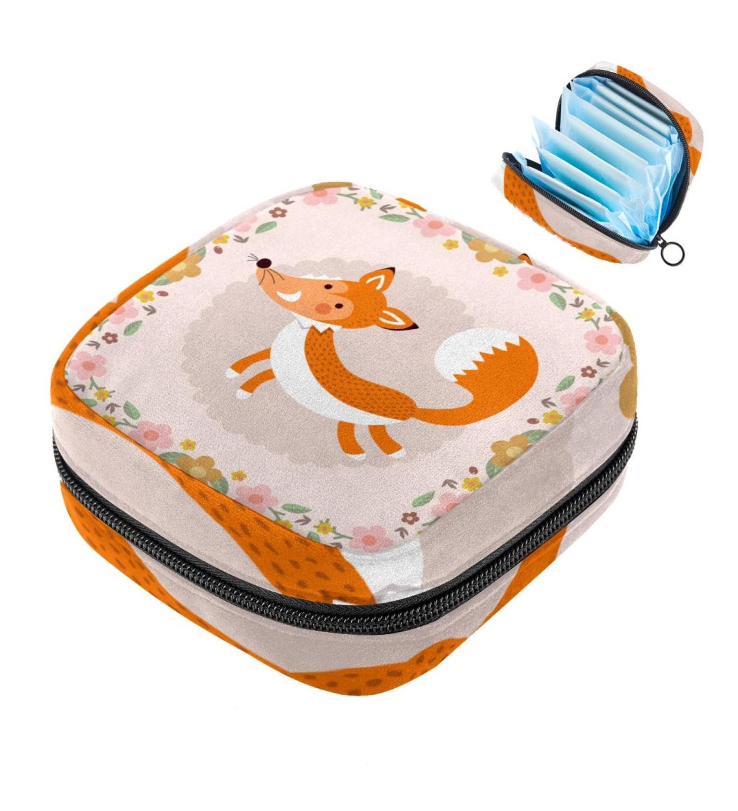 Sweet Women's Autumn Fox Binding-Up Bag | Large Menstrual Cup Pocket & Zipper | Perfect for Periods Panty Liners & Tampons - Multicolored - Buy Online on GoSupps.com