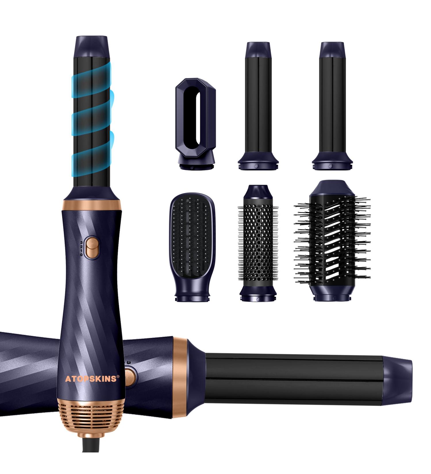 1000W 6-in-1 Airstyler Styling Brush Set | Negative Ion Hair Dryer Curling Rod & Round Brush - Violet - Buy Online on GoSupps.com