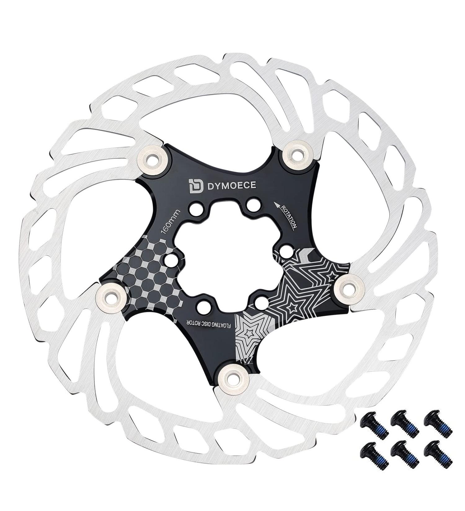 Dymoece Bike Disc Brake Rotor 6-Bolt 140mm 160mm 180mm 203mm for Shimano Tektro Mountain bike MTB Road Racing Bike BMX Black 180mm