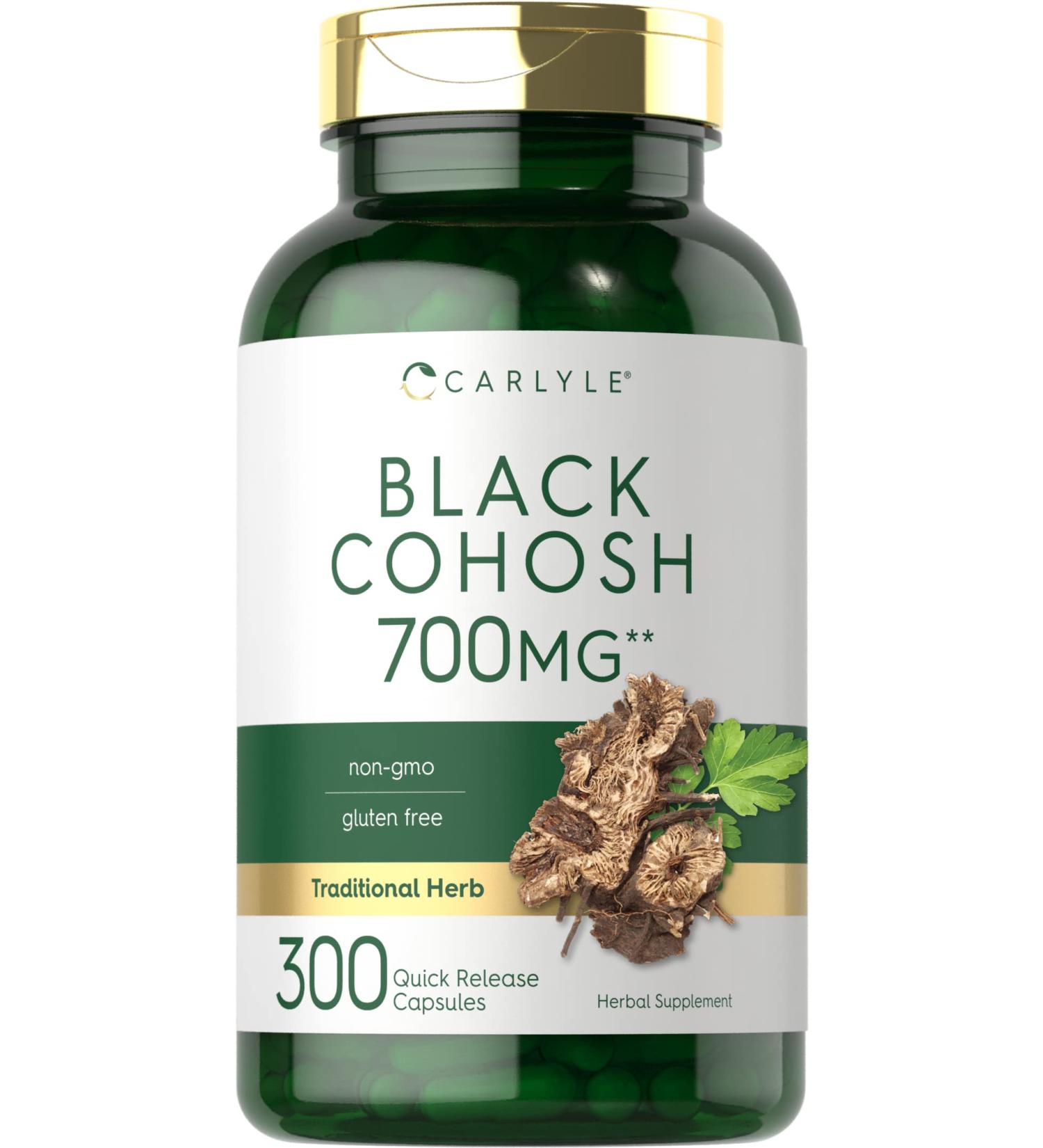 Black Cohosh Capsules 700mg 300 Count | Non-GMO & Gluten Free Root Extract Supplement by Carlyle - Buy Online on GoSupps.com