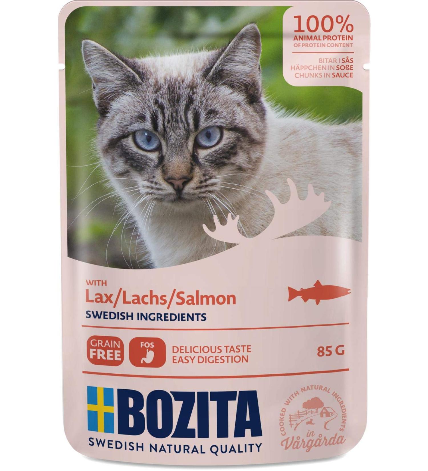 Bozita Pouch Häppchen in Soße mit Lachs 85g (Menge: 12 Je Bestelleinheit)