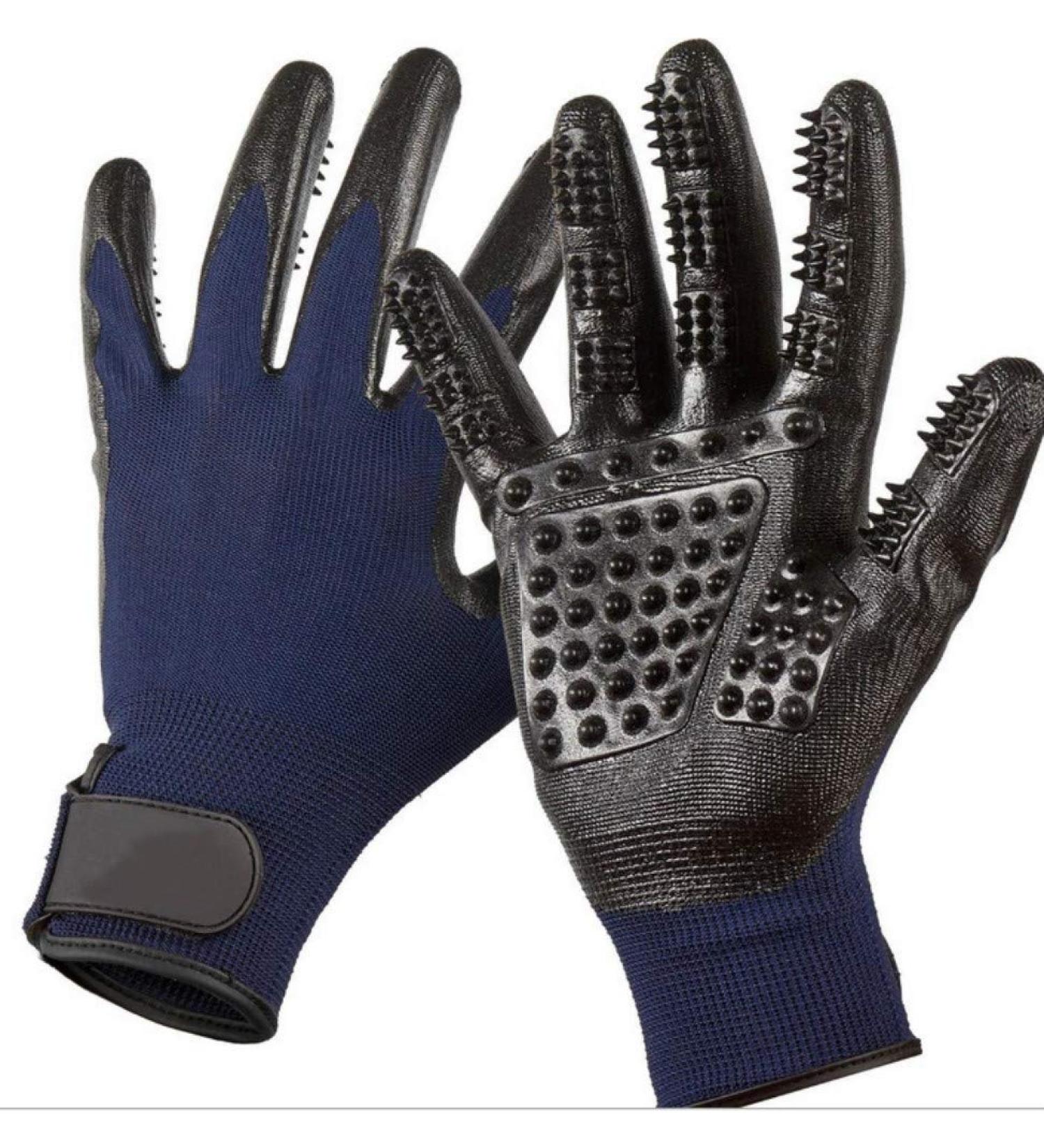 Bestbuy Pet Grooming Gloves - Improved Five Finger Design Rubber Glove Gentle De-Shedding Brushes for Cats Dogs & Horses (Blue) - Buy Online on GoSupps.com