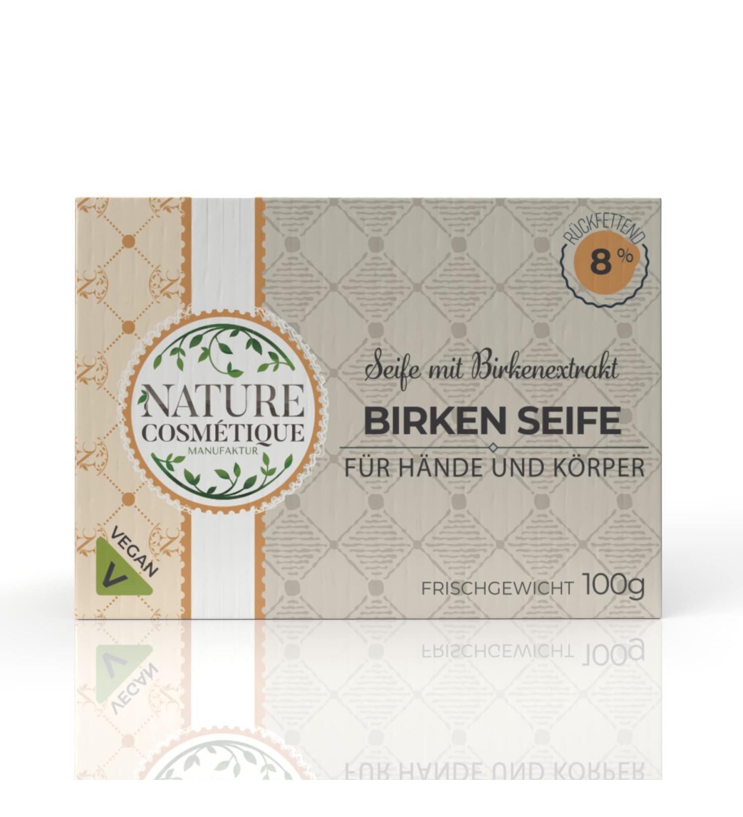 NATURE COSM TIQUE MANUFAKTUR Real Birch Extract Soap 100g Organic Vegan Sustainable Fair Trade 8% Fat