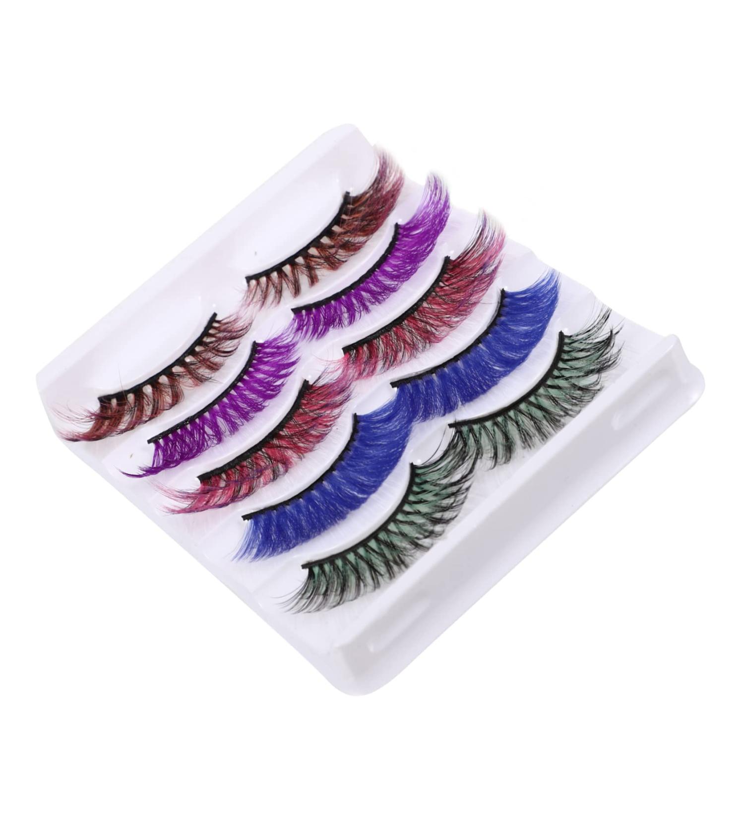 HONMEET 5Pairs Colorful Fake Program Eyelashes False Eyelashes For Women For Party Professional Makeup Natural Appearance Easy To Use 43x1cm as shown 1 - Buy Online on GoSupps.com