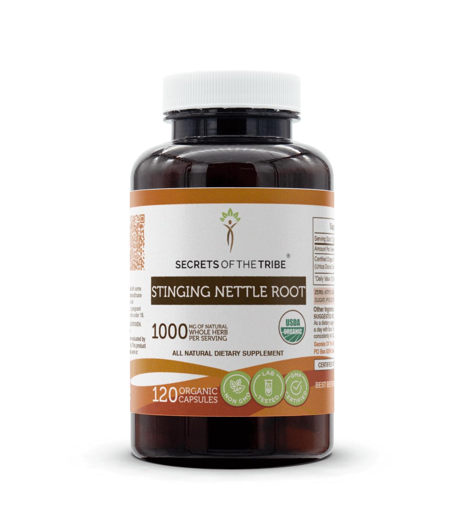 Secrets of the Tribe Stinging Nettle Root USDA Organic 120 Capsules | Made with Organic Vegetarian Capsules and Organic Stinging Nettle (Urtica Dioica) Dried Root (120 Capsules) 120 Count (Pack of 1) - Buy Online on GoSupps.com