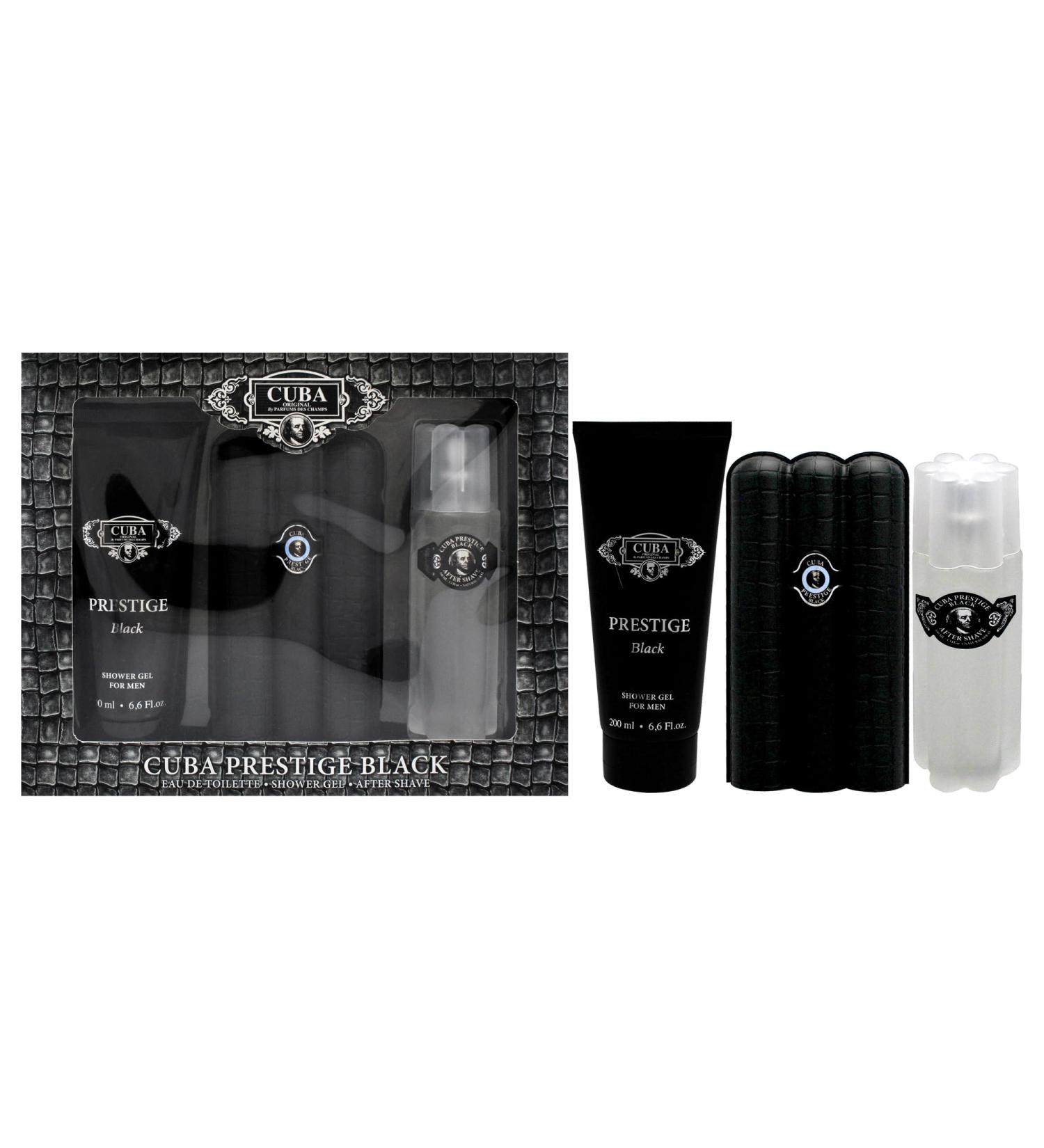 Cuba Prestige Black by Cuba for Men - 3 Pc Gift Set 3oz EDT Spray 6.6oz Shower Gel 3.3oz After Shave - Buy Online on GoSupps.com