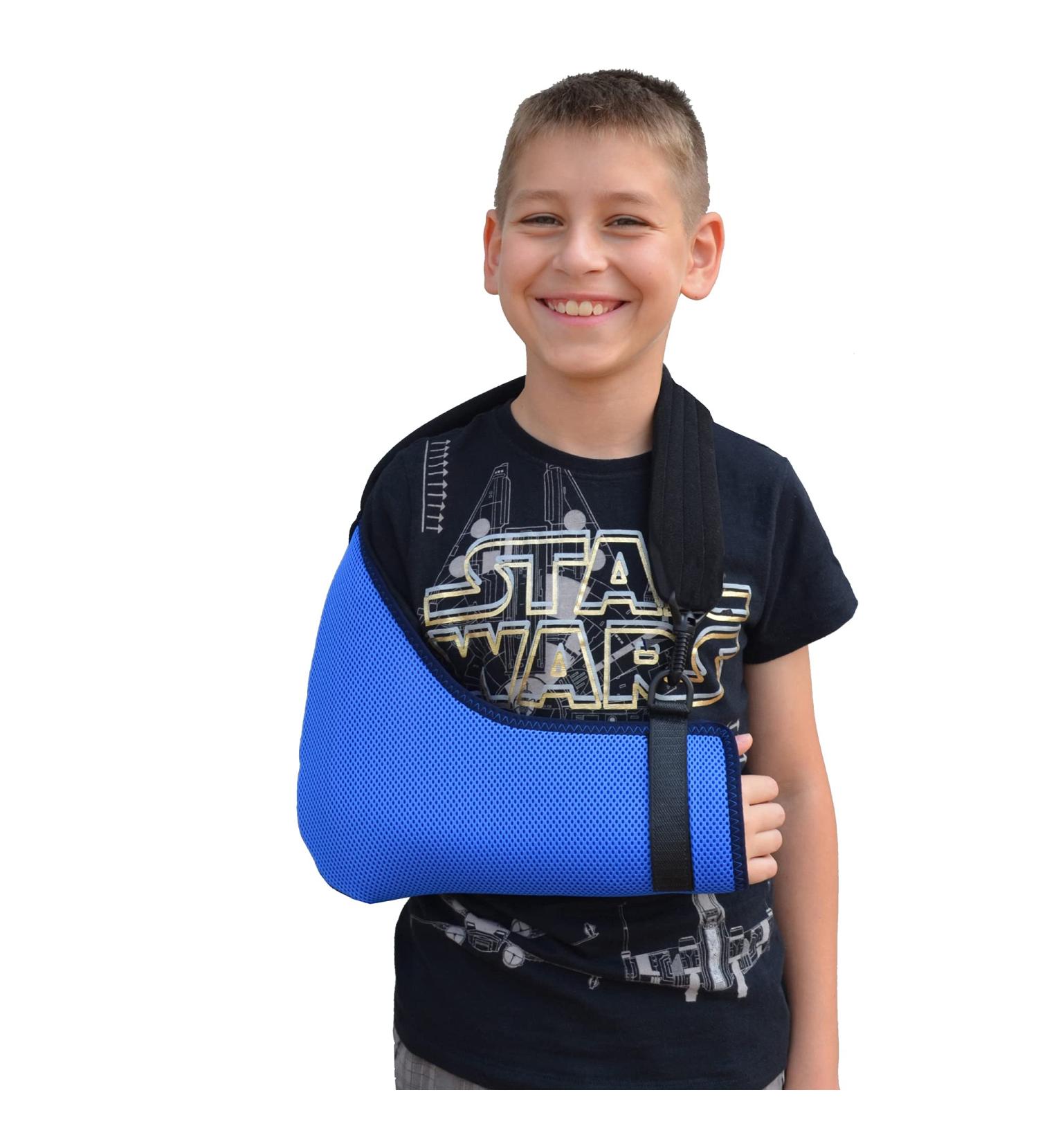 4DflexiSPORT Arm Sling Child (4-5yr) Medical Grade Feel-safe Easy-fit Cooling Ultra-comfort - Blue/Black Trim - Buy Online on GoSupps.com