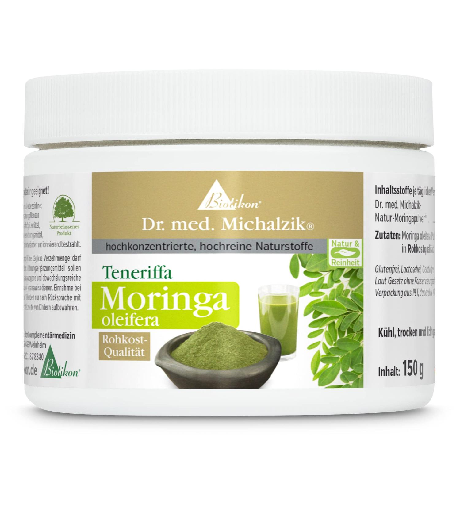 Biotikon Moringa Pluver de Tenerife Dr. med. Michalzik Raw food grade Daily dose 1-2 teaspoons | Natural Moringa oleifera powder 4-8 g | No additives By BIOTIKON  - Buy Online on GoSupps.com