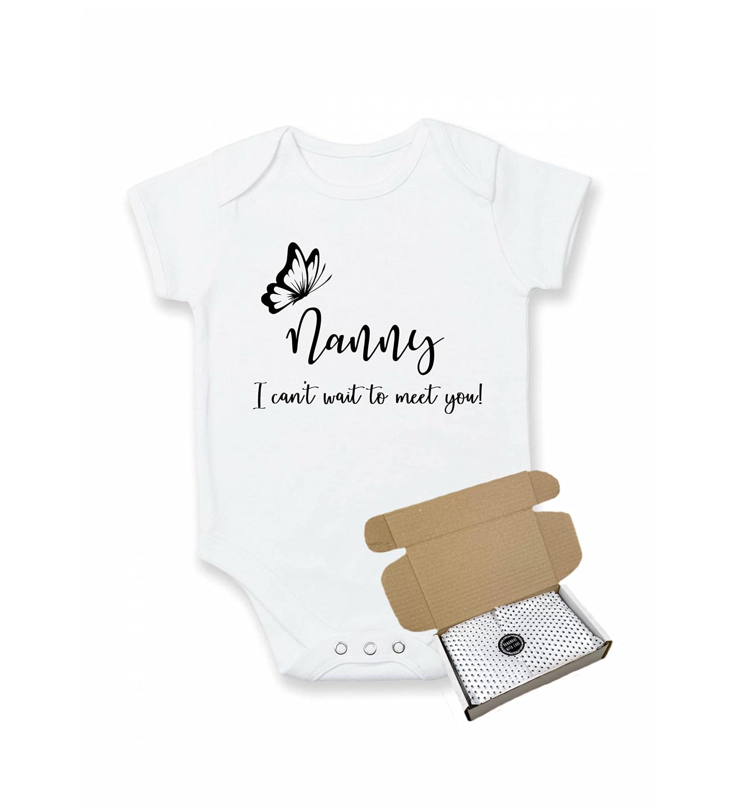 allaboutthebump Nanny Baby Announcement Vest Bodysuit | Pregnancy Reveal Gift - Buy Online on GoSupps.com