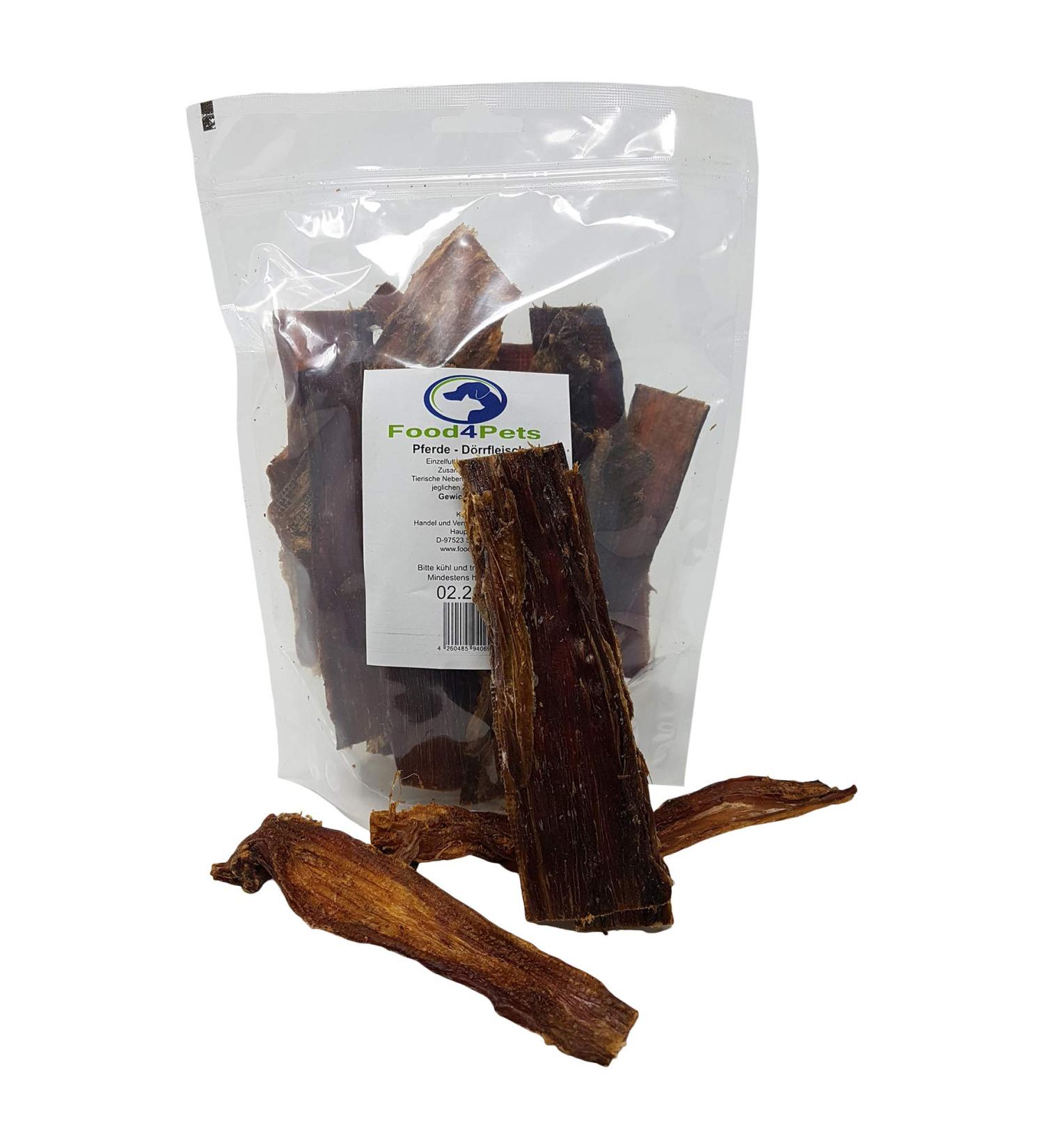 Food4Pets Horse Dried Meat Dog Treats 250g - Resealable Bag | Premium Natural Dog Snacks for Healthy Pets - Buy Online on GoSupps.com