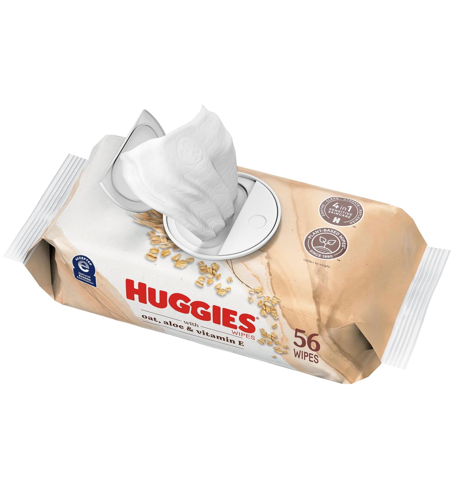 Huggies Wipes with Oat Aloe & Vitamin E Unscented 1 Push Button Pack (56 Wipes Total) - Buy Online on GoSupps.com