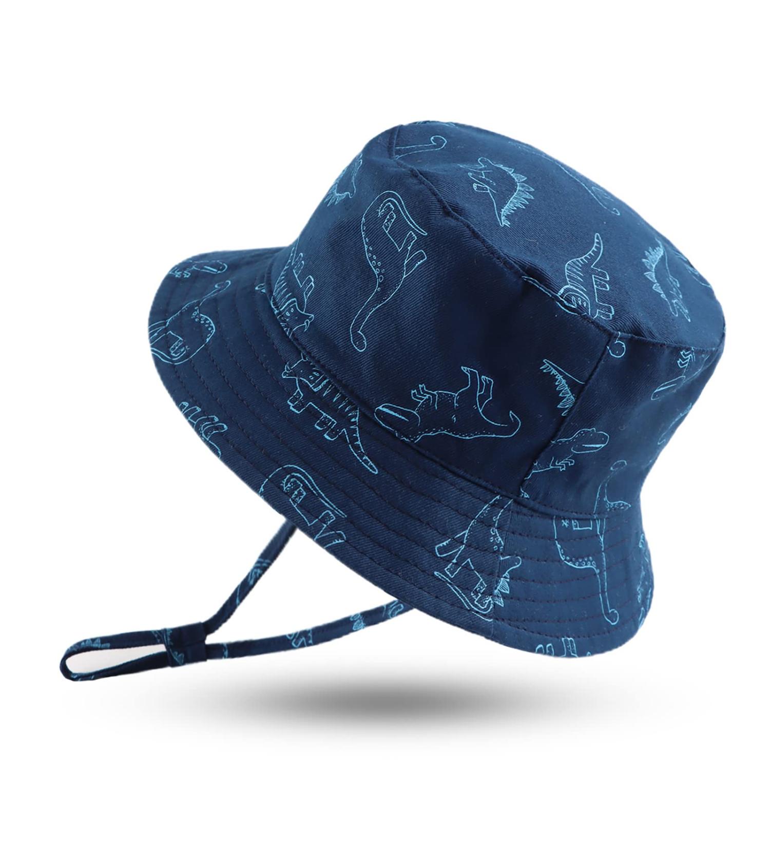 XIAOHAWANG Baby Boy Dinosaur Bucket Hat - Navy, 2-4 Years | Infant Toddler Summer Beach Cap - Buy Online on GoSupps.com