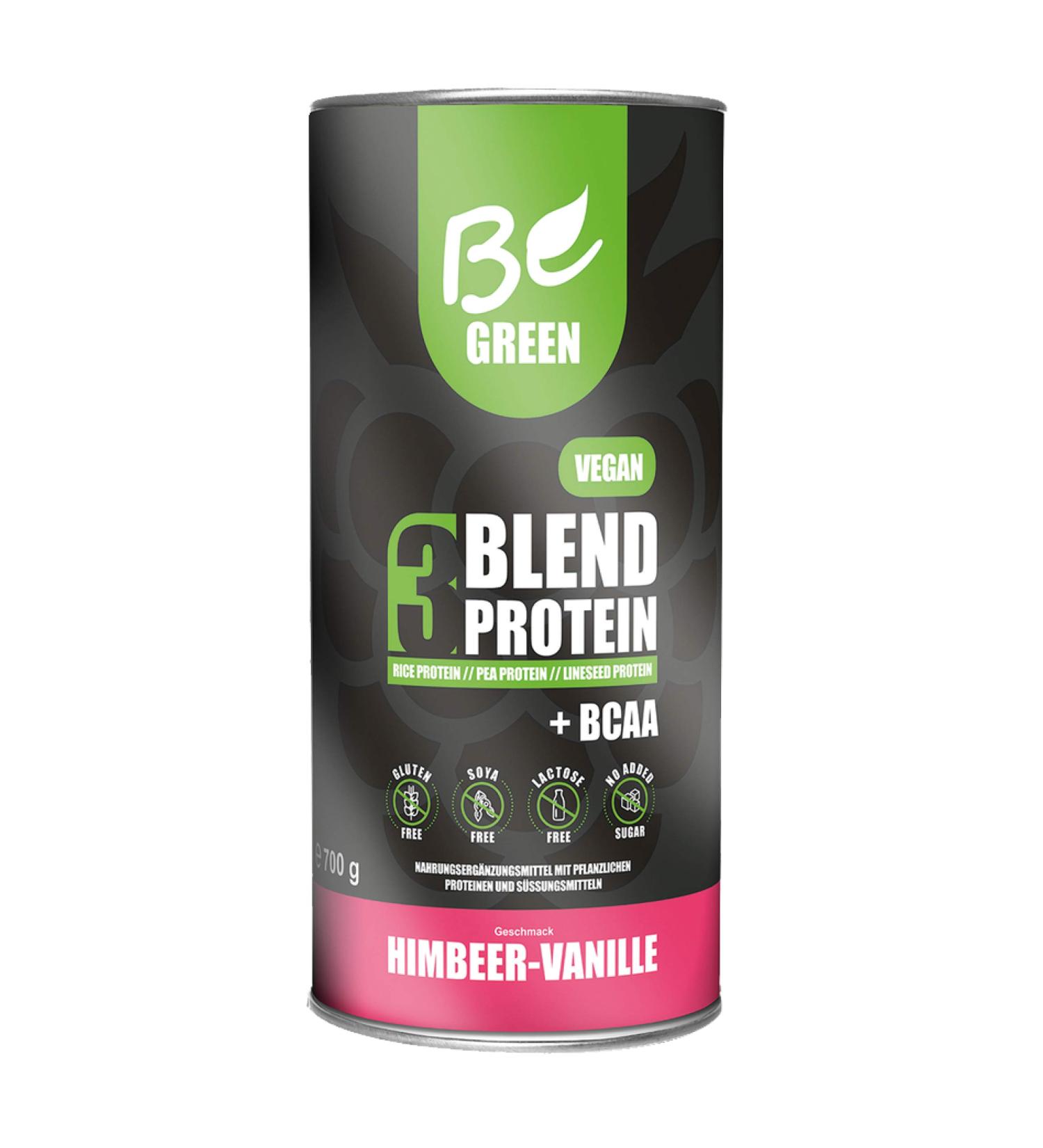 Buy Begreen 3Blend Vegan Protein Powder Raspberry Vanilla | BCAA & B12 | Lactose-Free Gluten-Free No Added Sugar | 700g | Delicious International Shipping - Buy Online on GoSupps.com