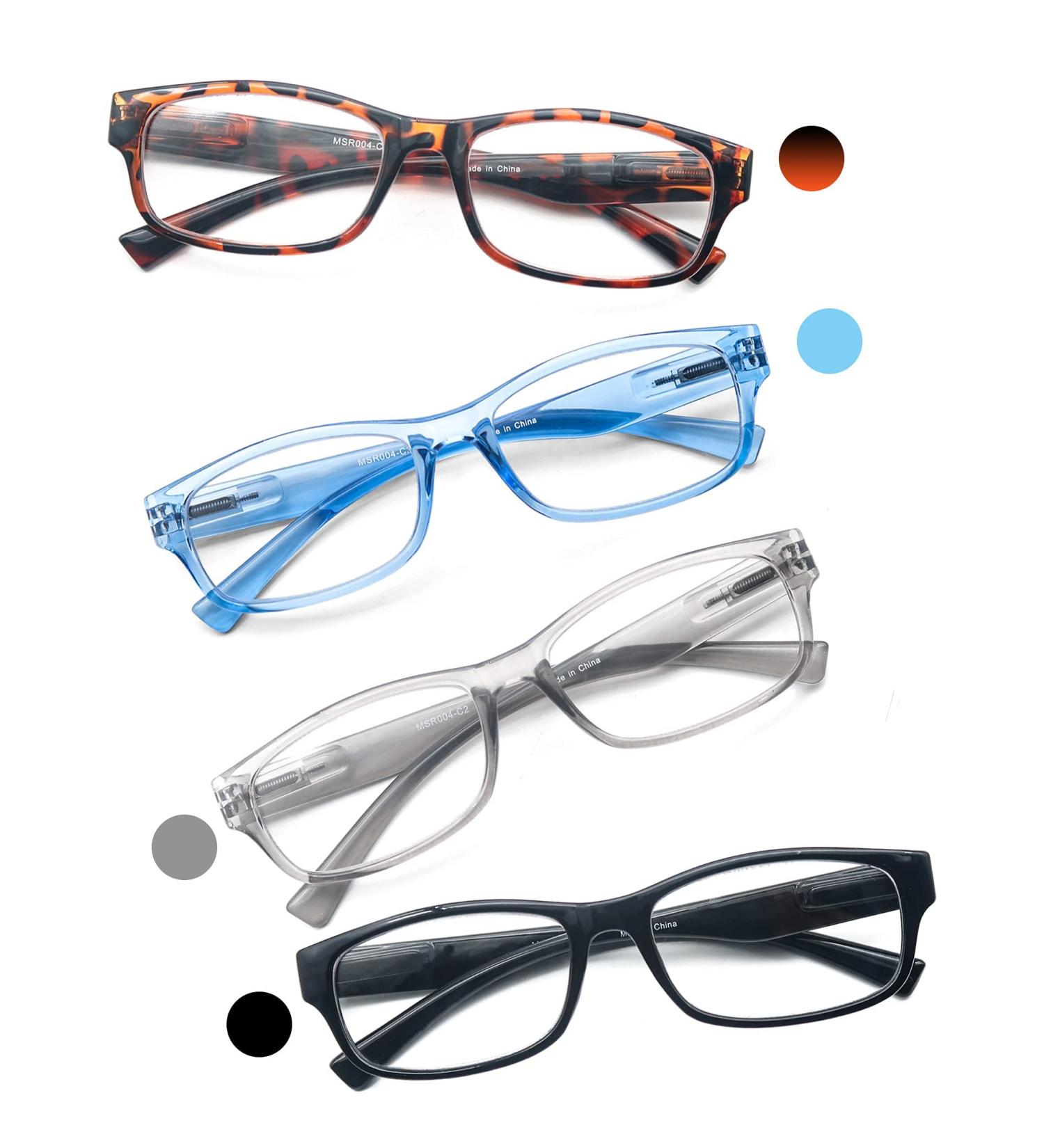 Heeyyok Men's Reading Glasses - 4 Pairs Rectangular +2.50 - Blue Gray Tortoise Black - Comfortable Spring Hinges - Buy Online on GoSupps.com