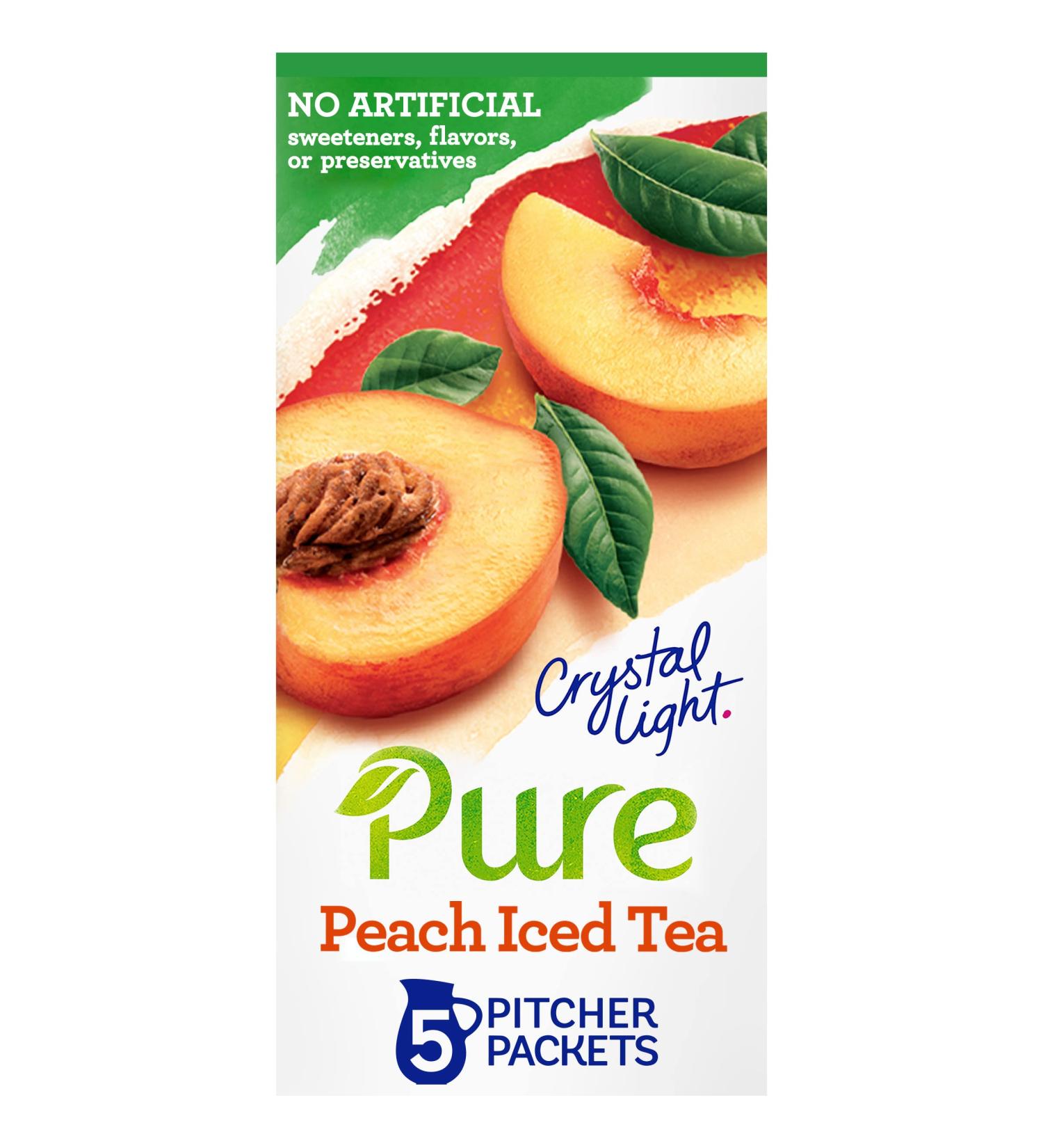 Crystal Light Pure Peach Iced Tea - 5 ct Pitcher Packets | Naturally Flavored with No Artificial Sweeteners - Buy Online on GoSupps.com