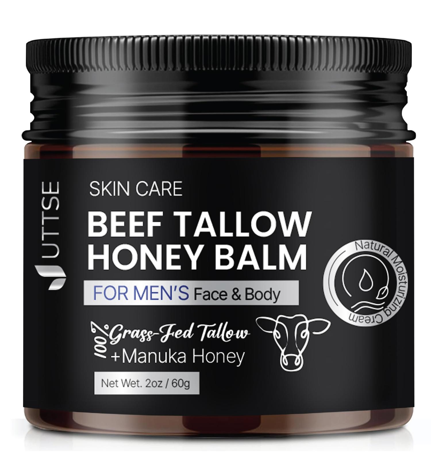 Uttse Beef Tallow Honey Balm for Skin:100% Grass-Fed Beef Tallow Moisturizer For Face and Body - Tallow Balm With Olive Oil Manuka Honey For Sensitive Dry Skin Repair 2 oz - Buy Online on GoSupps.com