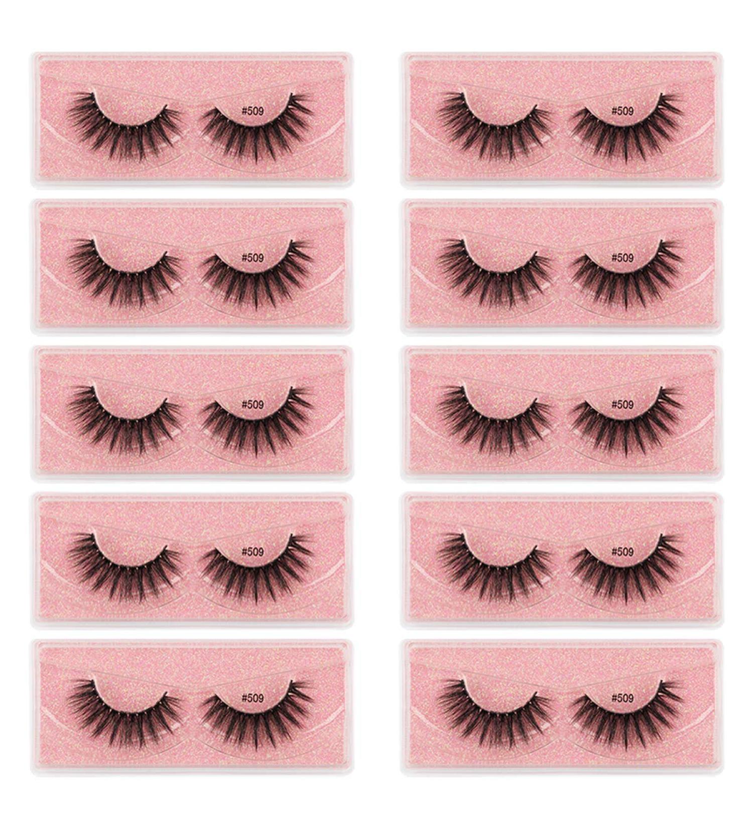 10 Pairs 6D Natural Look False Eyelashes - Short Soft Handmade Wispies + Tweezer | Reusable Makeup Essentials - Buy Online on GoSupps.com