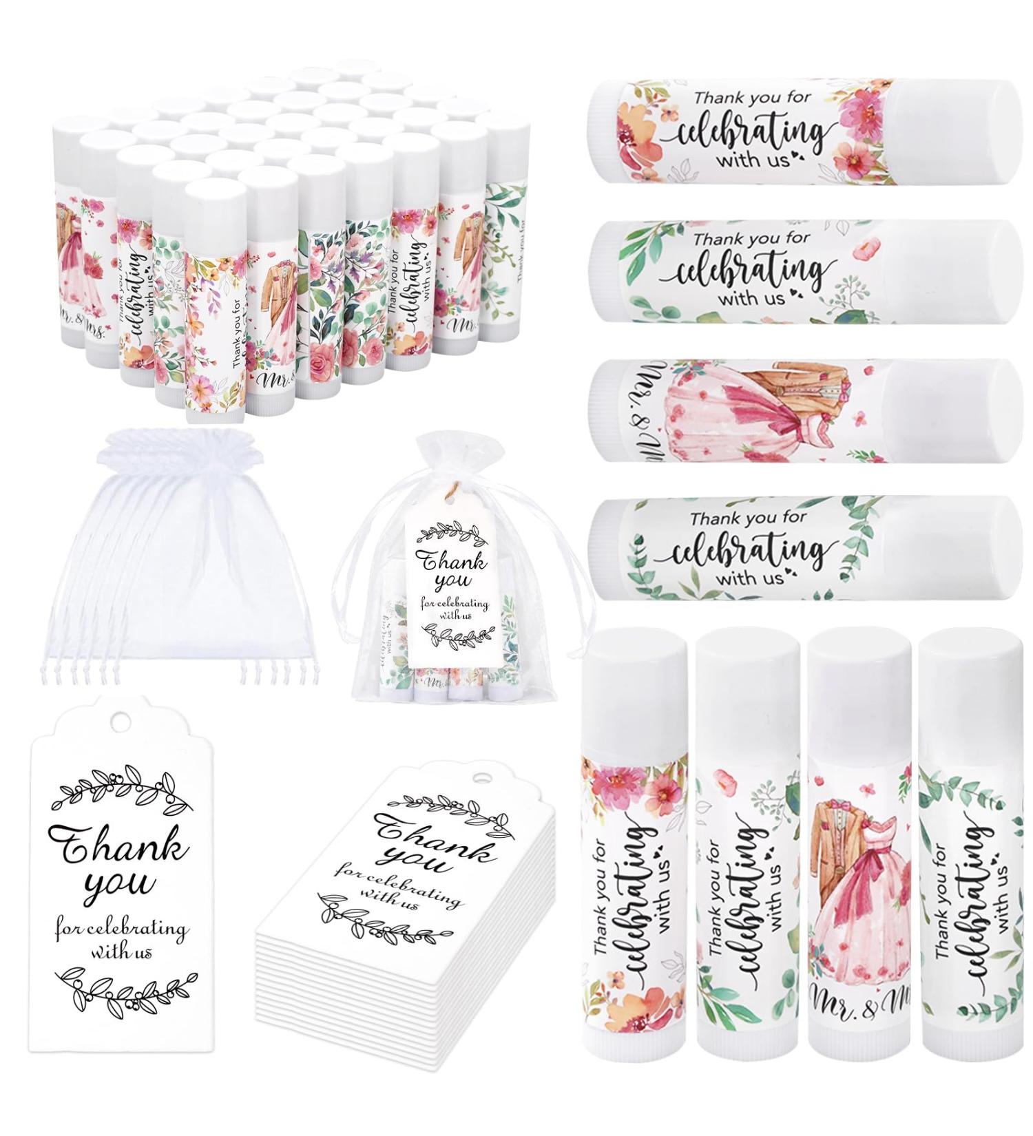 JarThenaAMCS 48 Set Bridal Shower Lip Balms Gifts Bulk Wedding Favors Sage Green Eucalyptus Bachelorette Souvenir with Organza Bags Paper Tags Hemp Rope for Bridesmaid Proposal Party - Buy Online on GoSupps.com
