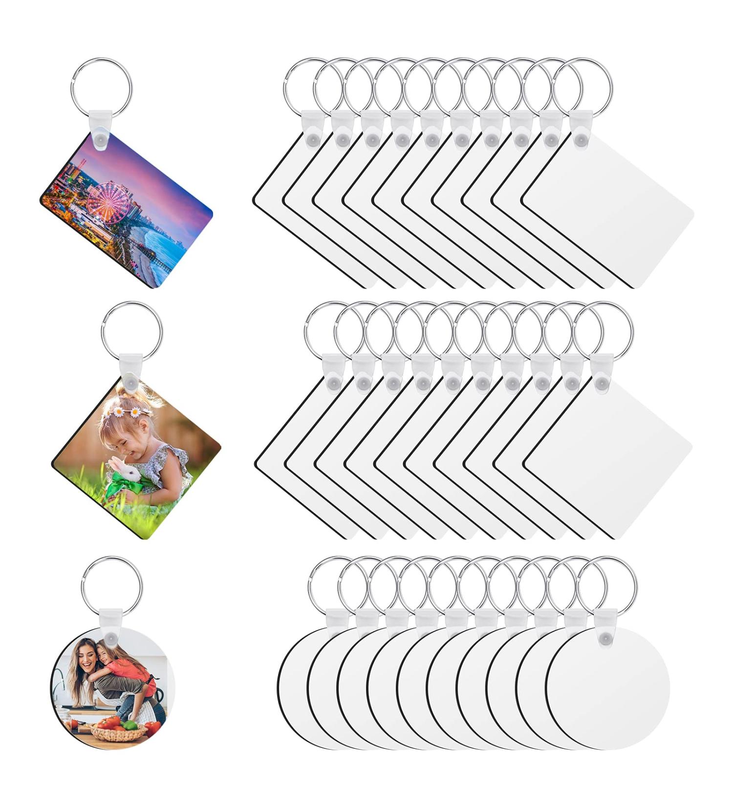 30PCS Coolrunner Sublimation Blank Keychain Set - Double-Sided DIY MDF Keychain (Square, Round, Rectangle) - Buy Online on GoSupps.com