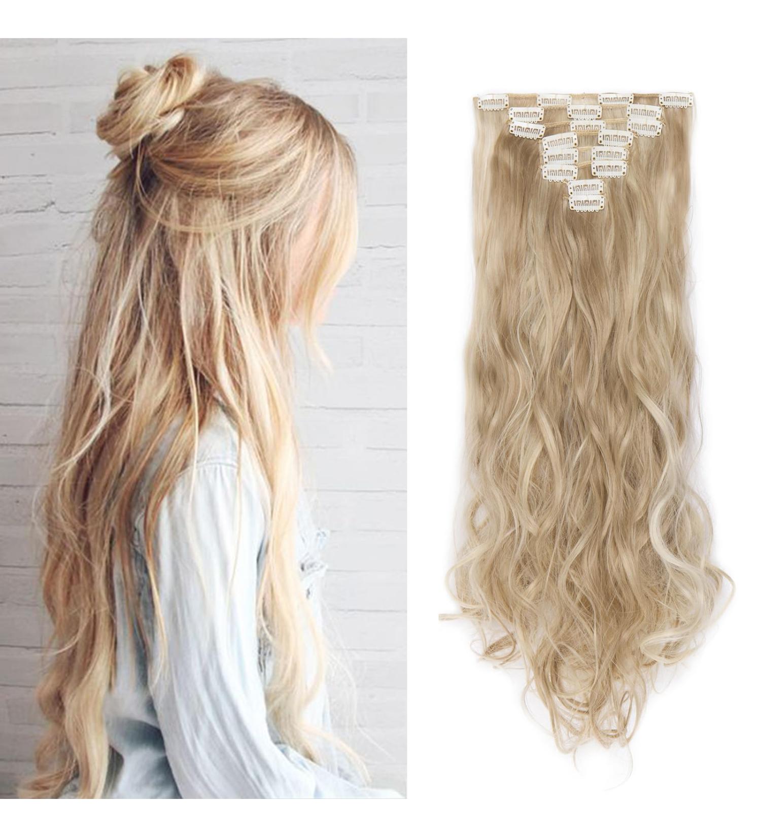 Elailite Clip-In Hair Extensions - Real Hair 8 Tressen 18 Clips 24 inches (60cm) Honeyblond/Blonde 140g - Affordable Quality for Full Hair Transformation - Buy Online on GoSupps.com