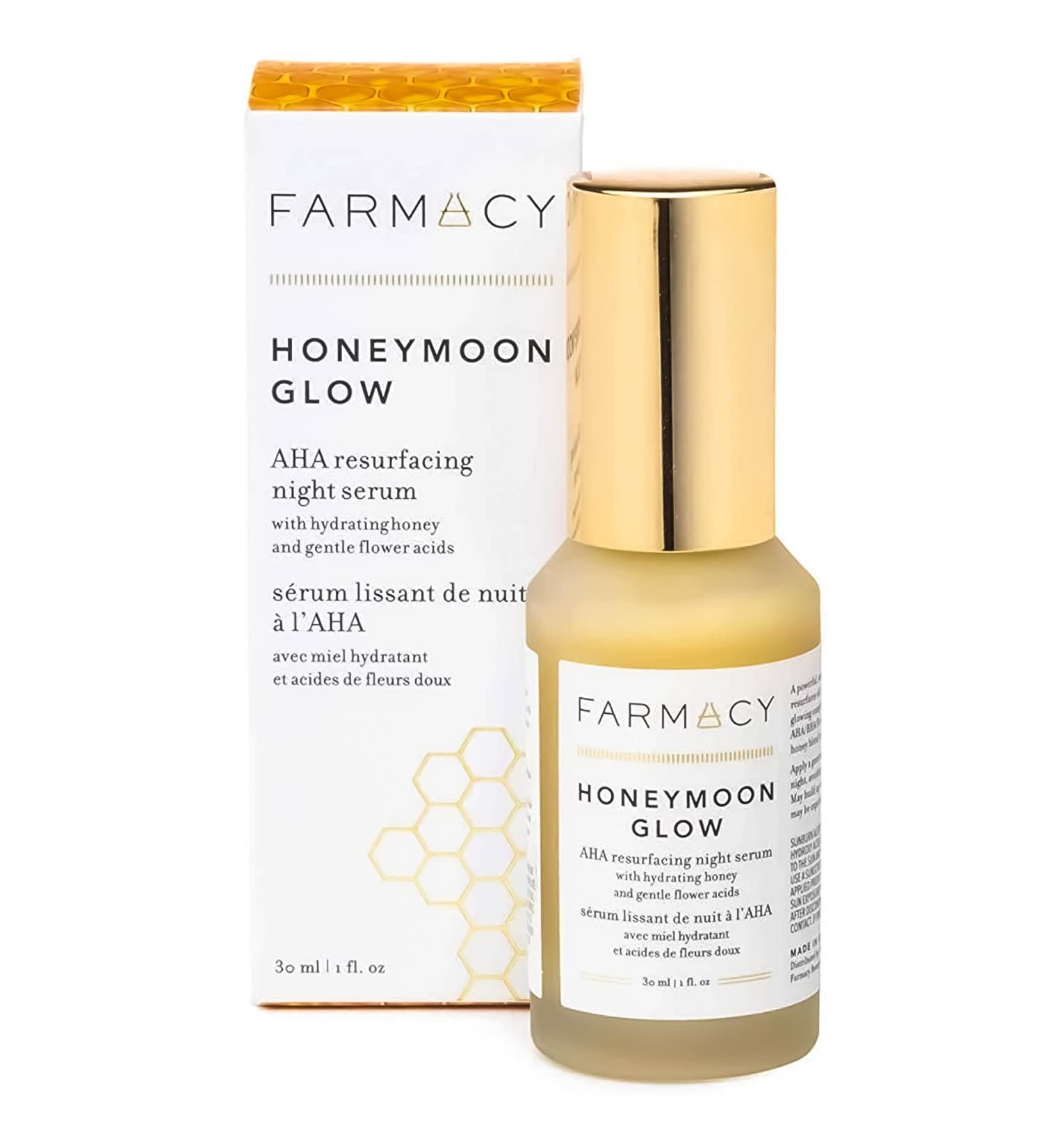 Farmacy Honeymoon Glow AHA Night Serum with Hyaluronic Acid - 1 Fl Oz | Citral Infused - Anti-Aging Serum for Fine Lines & Wrinkles - Buy Online on GoSupps.com