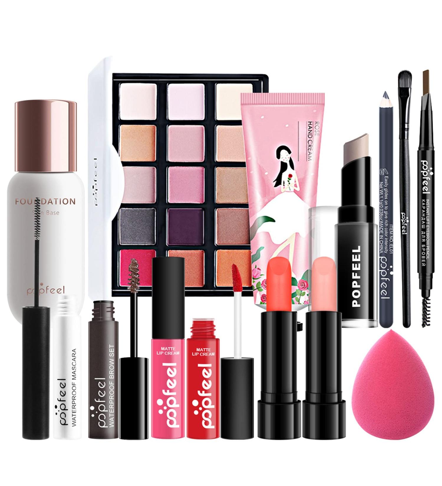 Holzsammlung Women's Makeup Kit - All-in-One Set with Brushes, Eyeshadow, Lip Gloss (14pcs) A03 - Buy Online on GoSupps.com