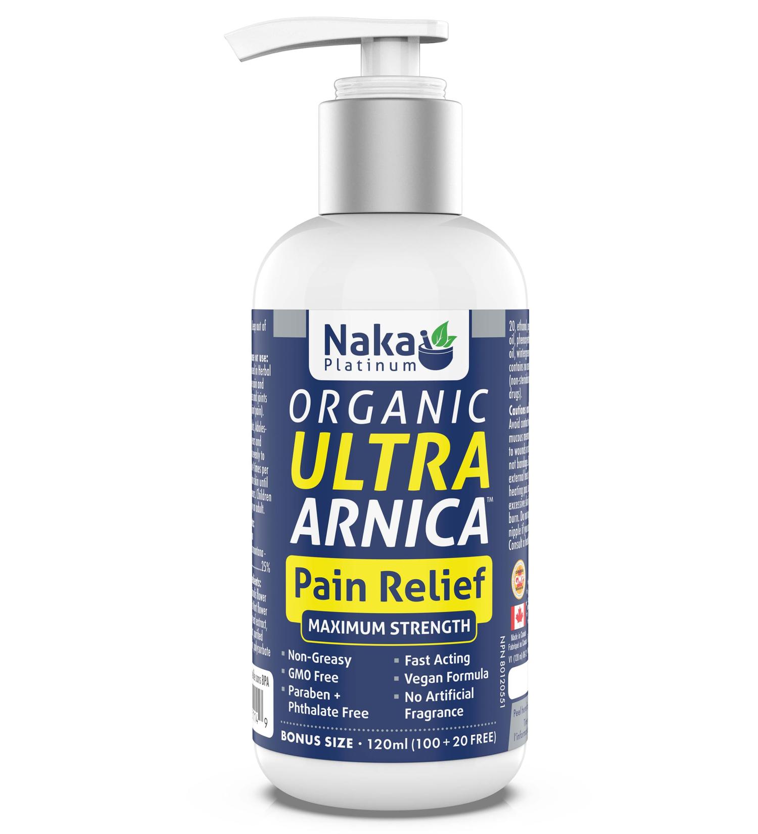  Naka Platinum Organic Ultra Arnica Lotion Pain Relief Maximum Strength European Certified Arnica Made in Canada (120ml) 11 ml (Pack of 1) - Buy Online on GoSupps.com