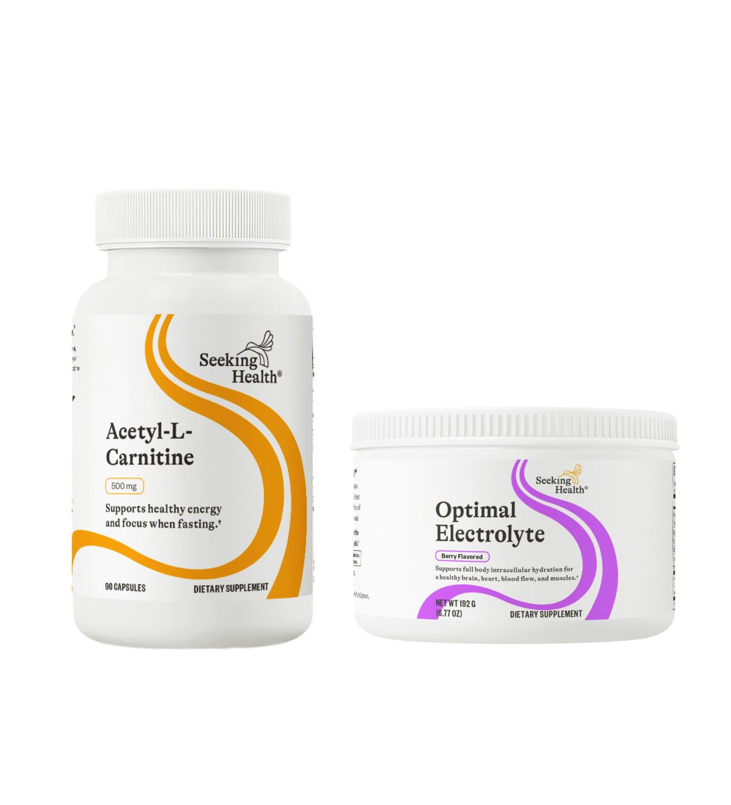 Acetyl-L-Carnitine & Optimal Electrolyte: Supports Energy Brain & Mood + Electrolyte Powder with Magnesium Sodium & Potassium Berry (90/30 Servings) - Buy Online on GoSupps.com