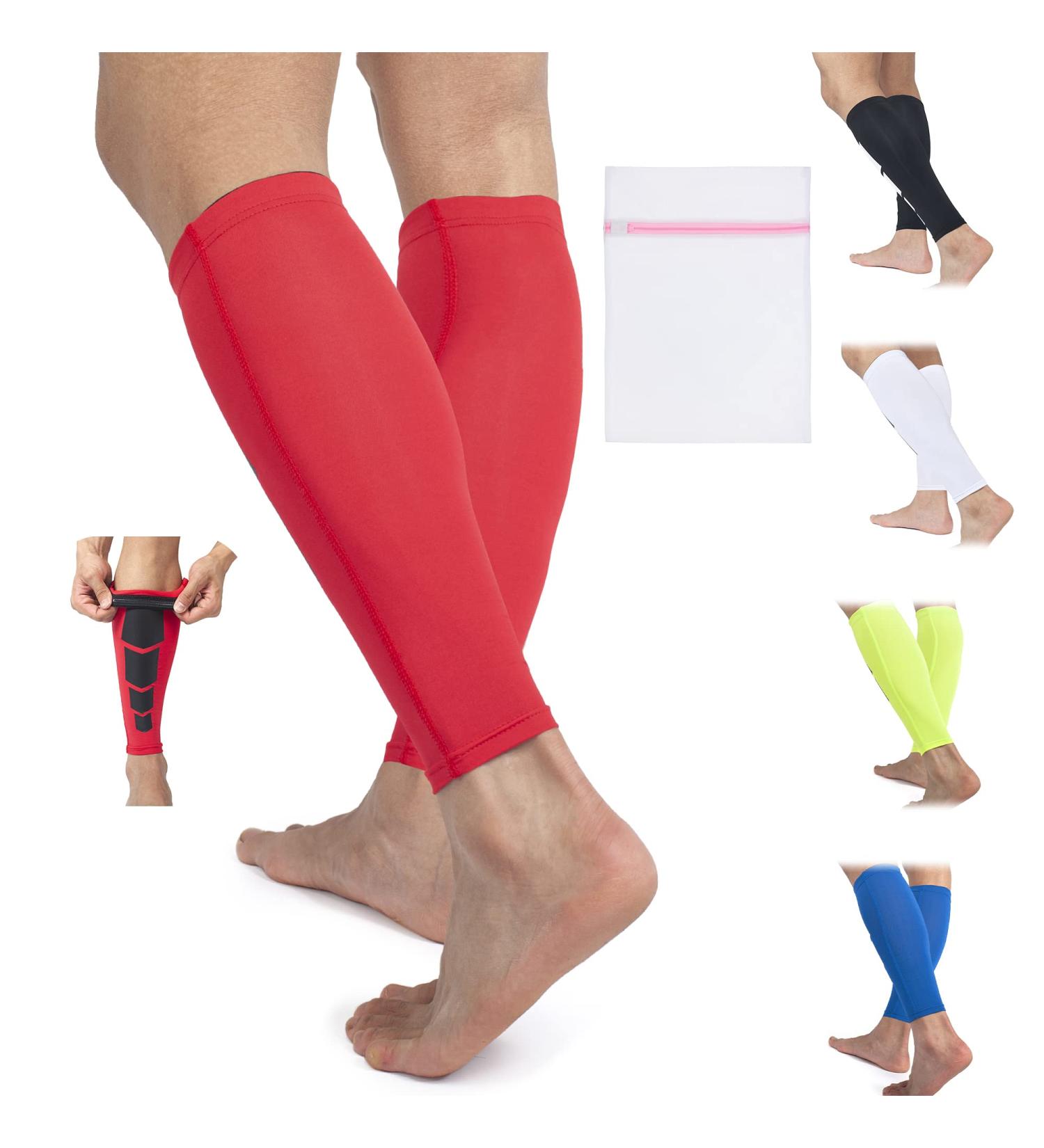 360 RELIEF Compression Calf Sleeves - Red Large | For Fitness Sports, Shin Splints, Muscle Cramps | Running, Jogging, Hiking | Includes Mesh Laundry Bag | 1 Pair - Buy Online on GoSupps.com