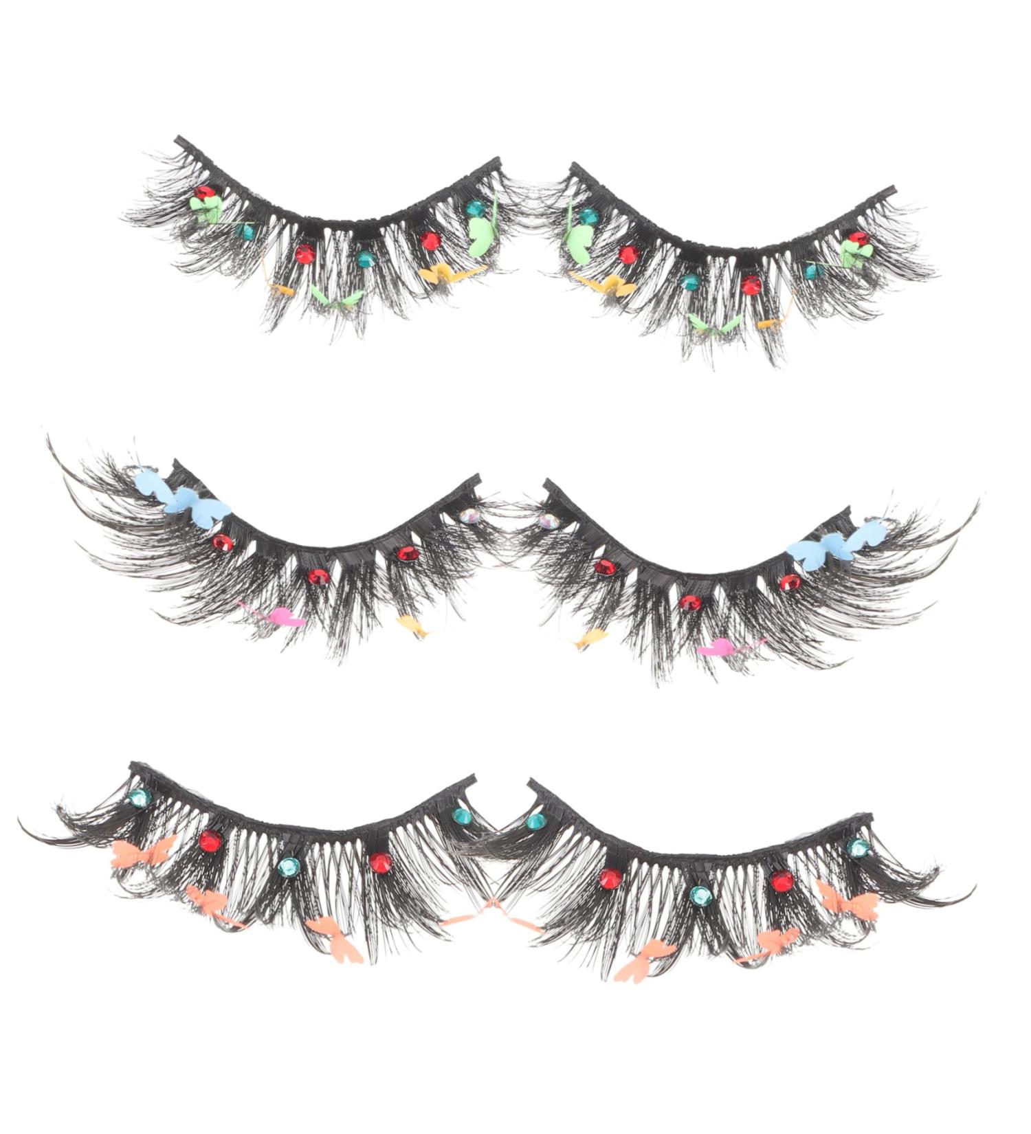 minkissy 3 Pairs Halloween Colorful Sequin False Eyelashes Butterfly Decoration Fake Eyelashes Individual False Lashes Wispy False Eyelashes Individual Chemical Fiber Natural Accessories - Buy Online on GoSupps.com