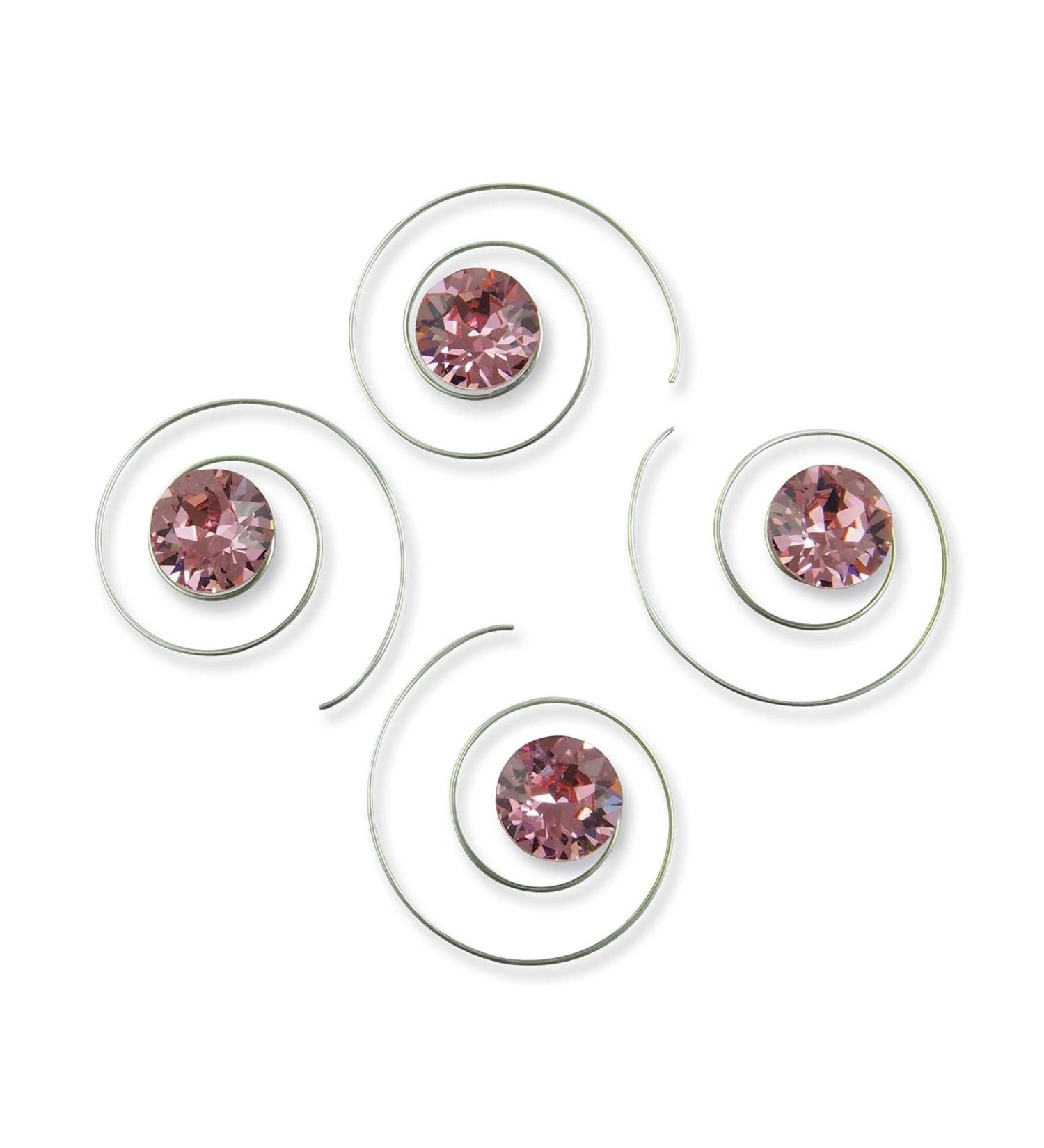 Rivelle Ladies Curlies Rhinestone 8mm Light Rose - 8 Pieces Swarovski Hair Spirals | Bridal Wedding Accessories - Buy Online on GoSupps.com