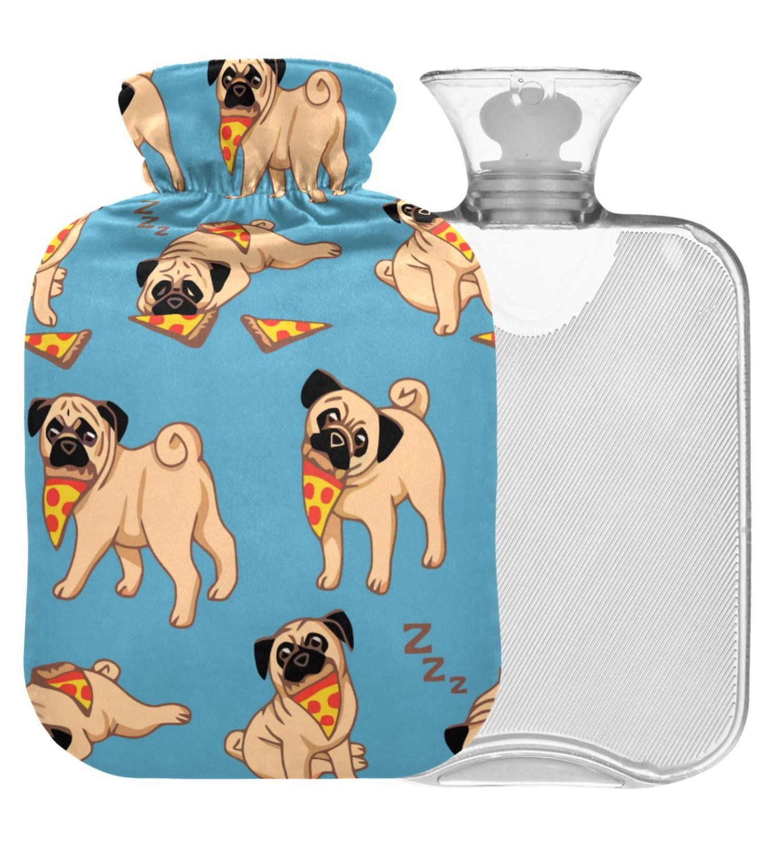 Naanle Hot Water Bottle with Cover Pizza Pug Design 2L Large Hot Water Bag for Bed & Pain Relief Ideal Hand & Feet Warmer Ships Internationally - Buy Online on GoSupps.com