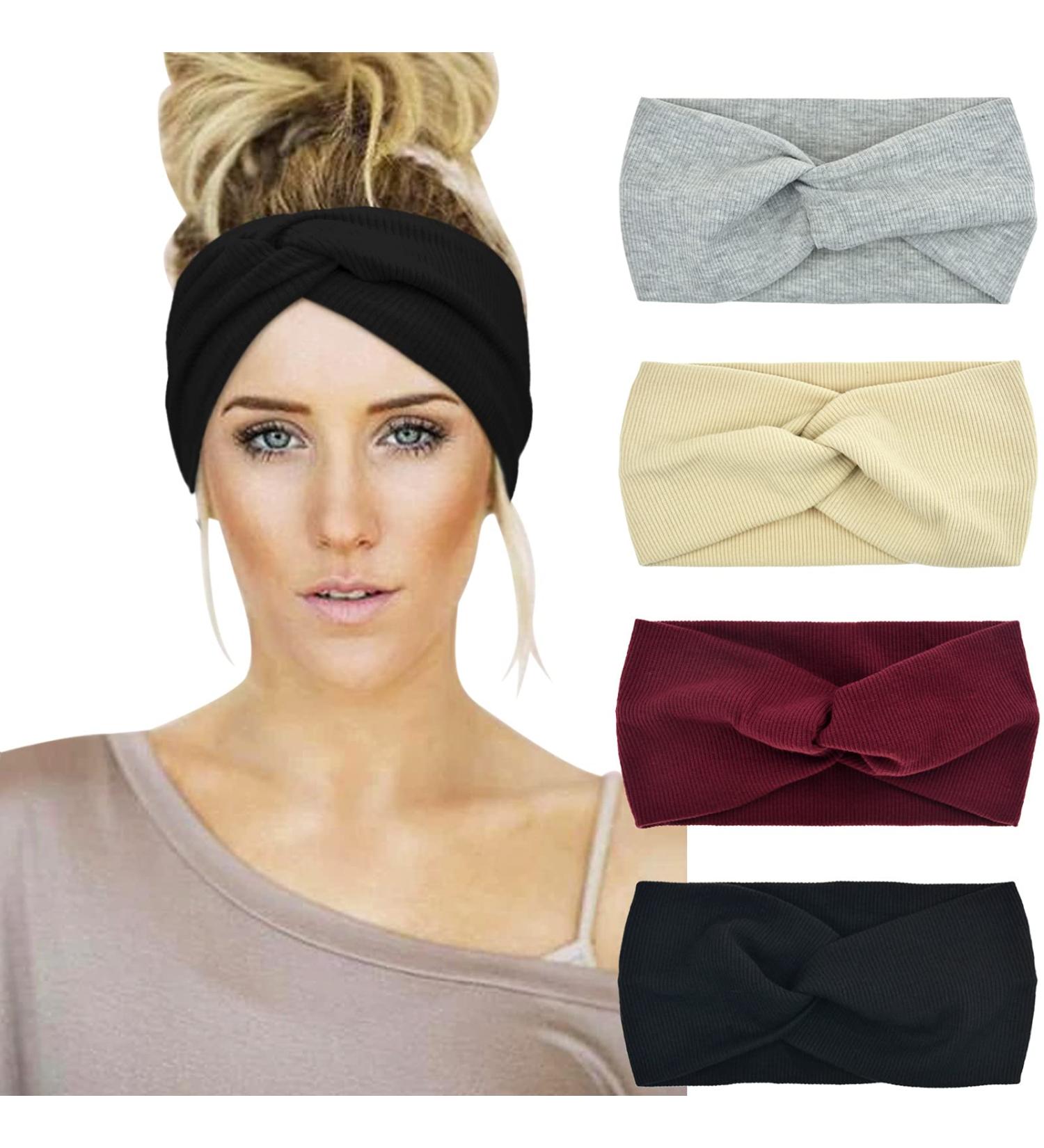 DRESHOW 1950's Vintage Style Elastic Women Turban Headbands - 4 Pack Cute Hair Band Accessories with Cross Ribbing Lycra for a Modern Twist - Buy Online on GoSupps.com