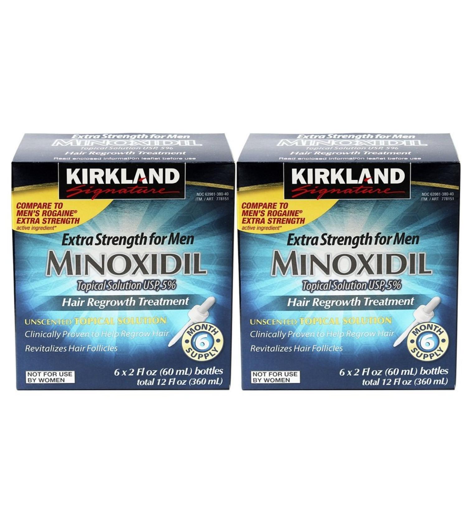 Kirkland Generic Minoxidil Tropical Solution Usp 5% Mens Hair Regrowth Treatment for 12 Month Supply : Size 6 X 2 Fl. Oz (Pack of 2)