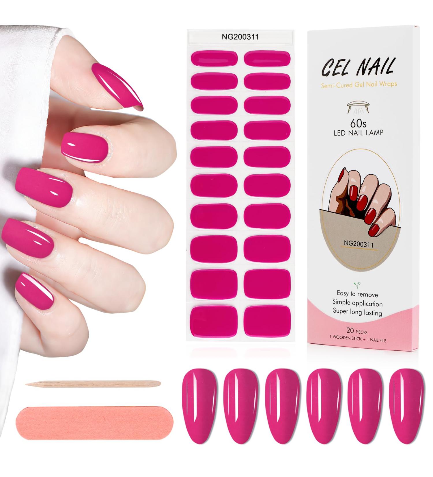 Kalolary 20PCS Solid Color Gel Nail Polish Strips | Self-Adhesive Wraps with Nail File | Rosy - Buy Online on GoSupps.com