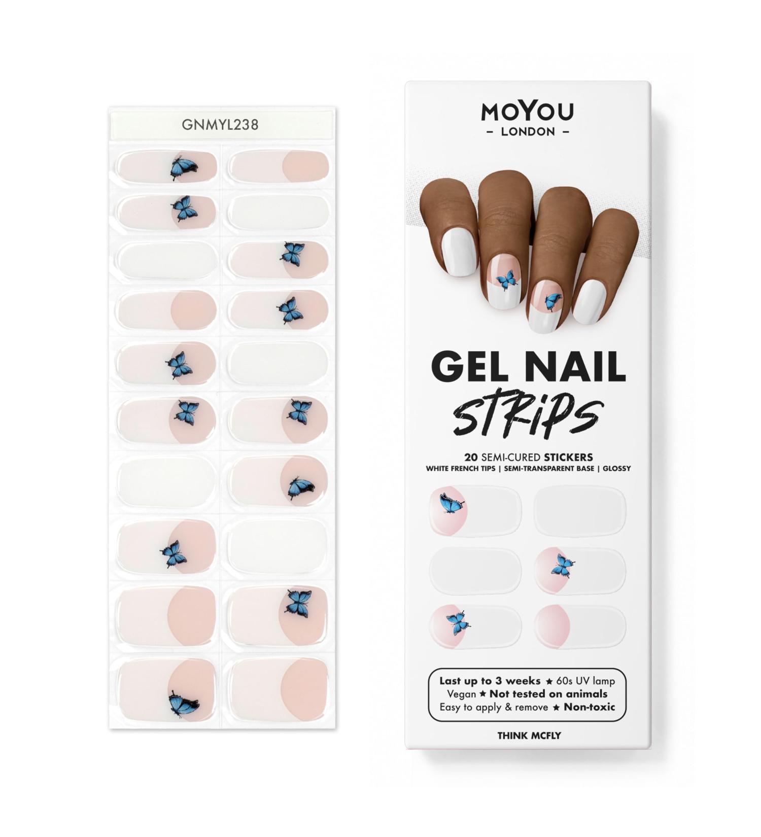 MOYOU LONDON Semi-Cured UV Gel Strips - 20 Pieces | Salon Quality Gel Nail Foils for Perfect Manicure - Think Mcfly - Buy Online on GoSupps.com