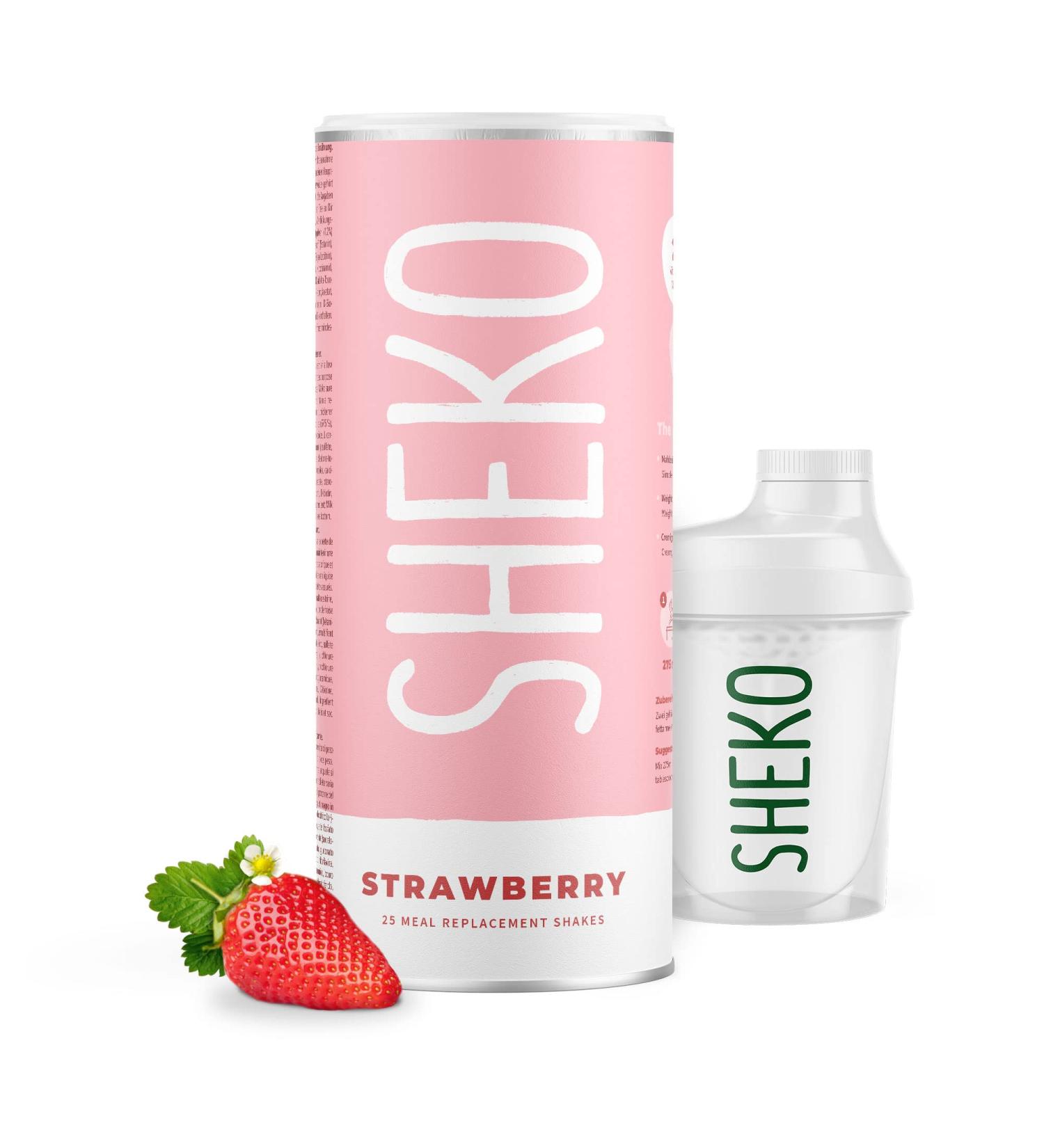 Sheko Strawberry Meal Set - 25 Gluten-Free Protein Shakes - Natural Weight Loss Diet (450g) - Buy Online on GoSupps.com