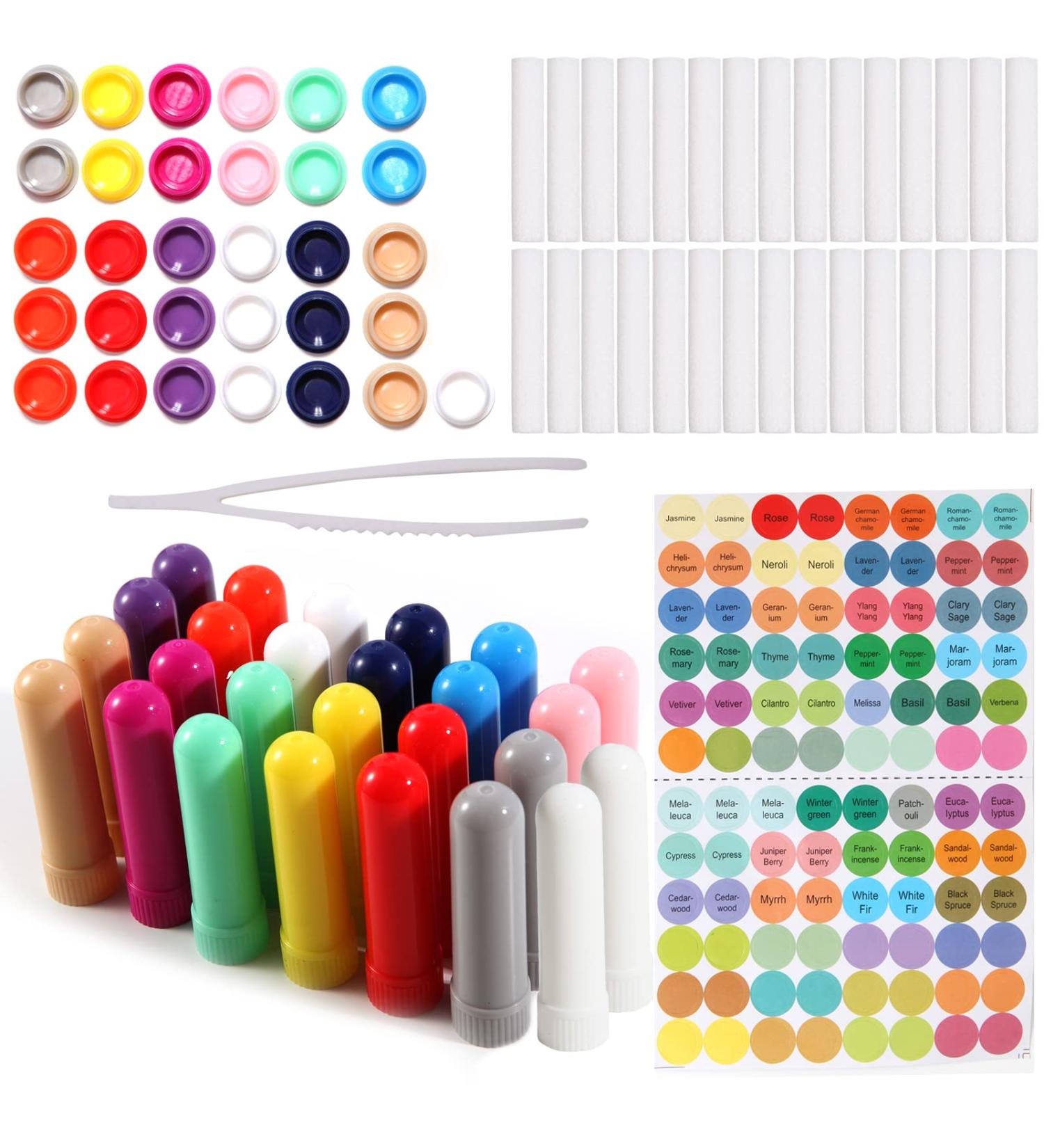Set of 24 Essential Oil Nasal Inhaler Tubes - Aromatherapy On The Go | 12 Colors | 184 Pieces - Buy Online on GoSupps.com