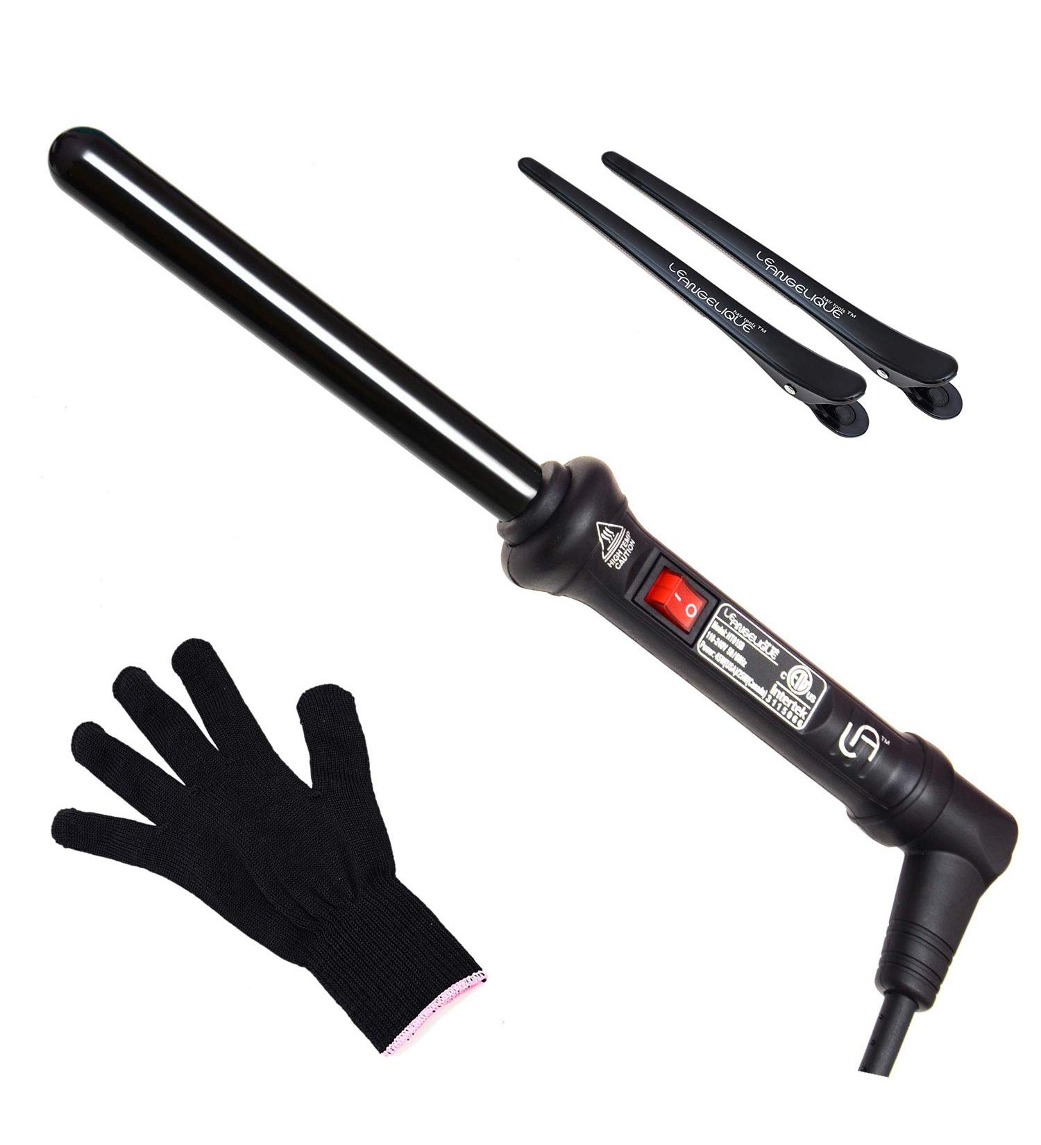 Le Angelique 19mm Ceramic Curling Wand for Short Hair - Clipless Curler Tight Curls & Spirals Dual Voltage 430F Instant Heat Includes Glove & Clips - Black - Buy Online on GoSupps.com