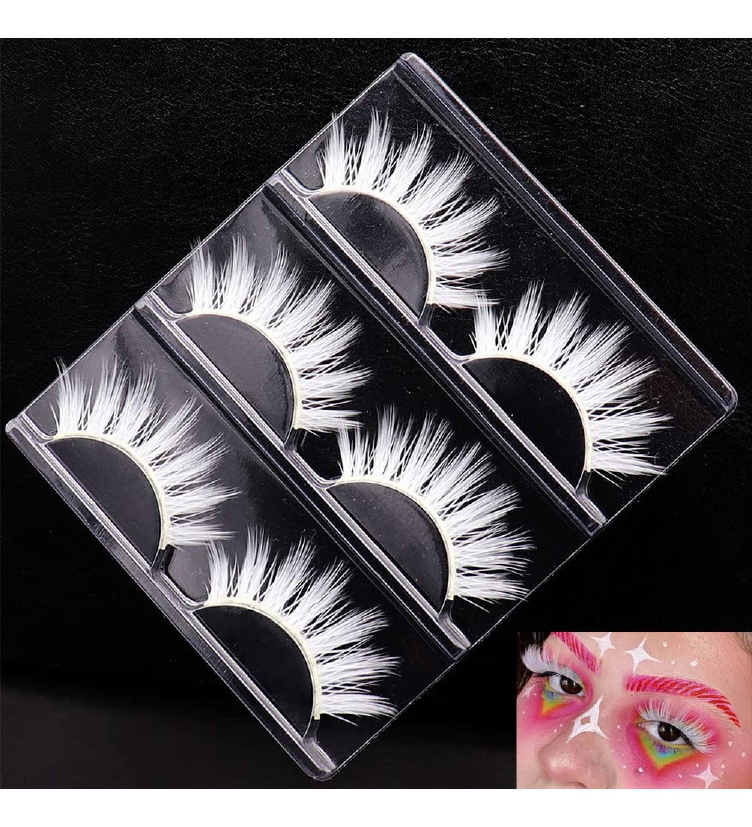 White Cosplay False Eyelashes - Thick & Natural | Paintable for Easter & Halloween Costume Parties | Stage Performance Lashes (MQ1-15mm) - Buy Online on GoSupps.com