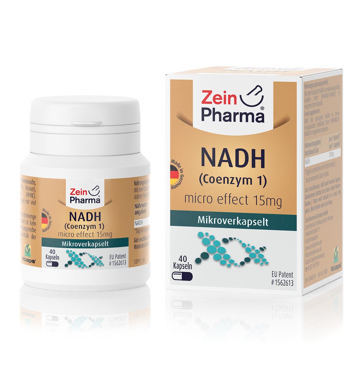 Buy ZeinPharma Coenzyme Stabilized NADH 15 mg - 40 Capsules | Patented PANMOL1 Formula for Enhanced Energy & Vitality - International Shipping Available - Buy Online on GoSupps.com