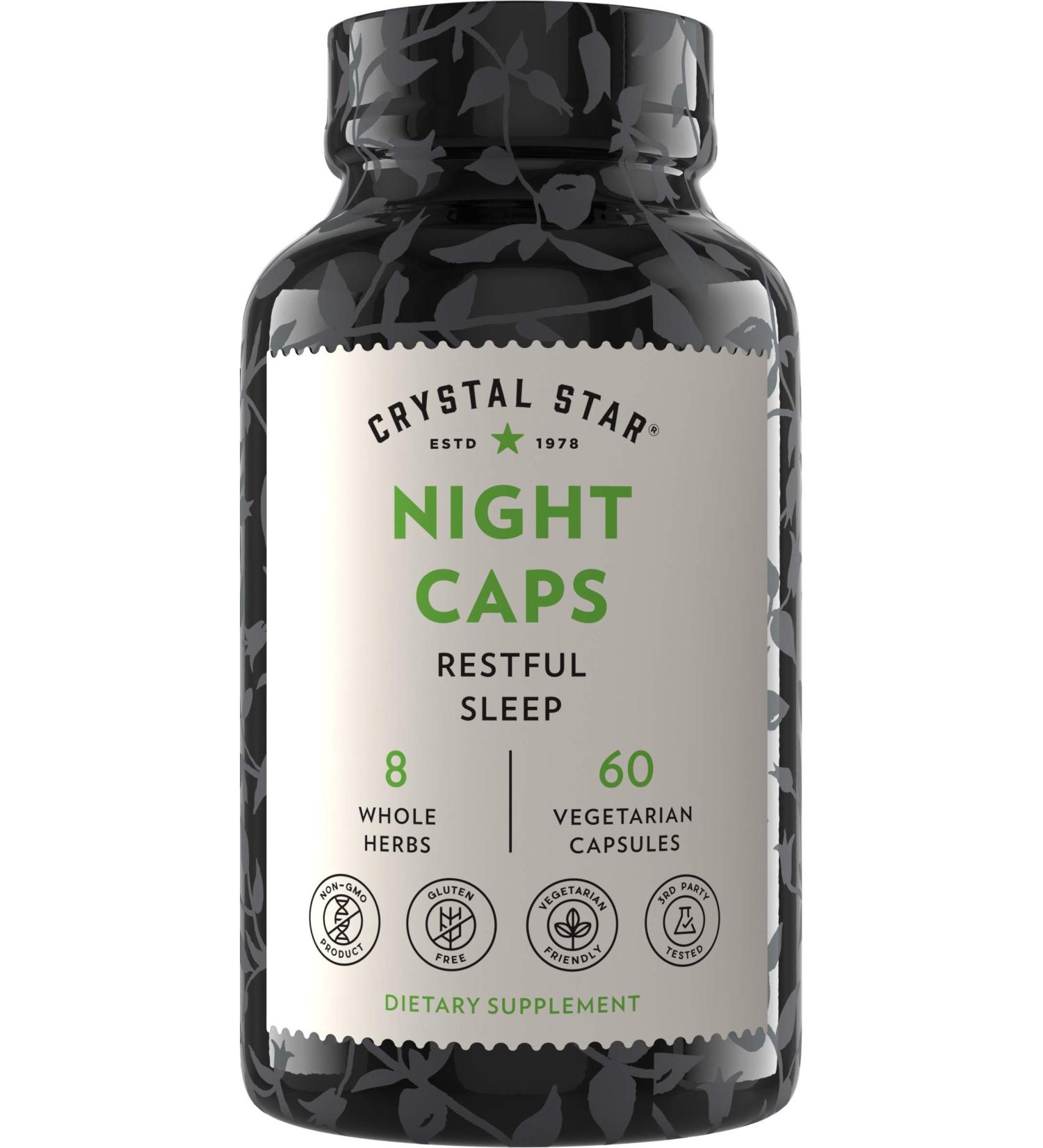 Crystal Star Night Caps - 60 Vegetarian Sleep Support Capsules - Buy Online on GoSupps.com
