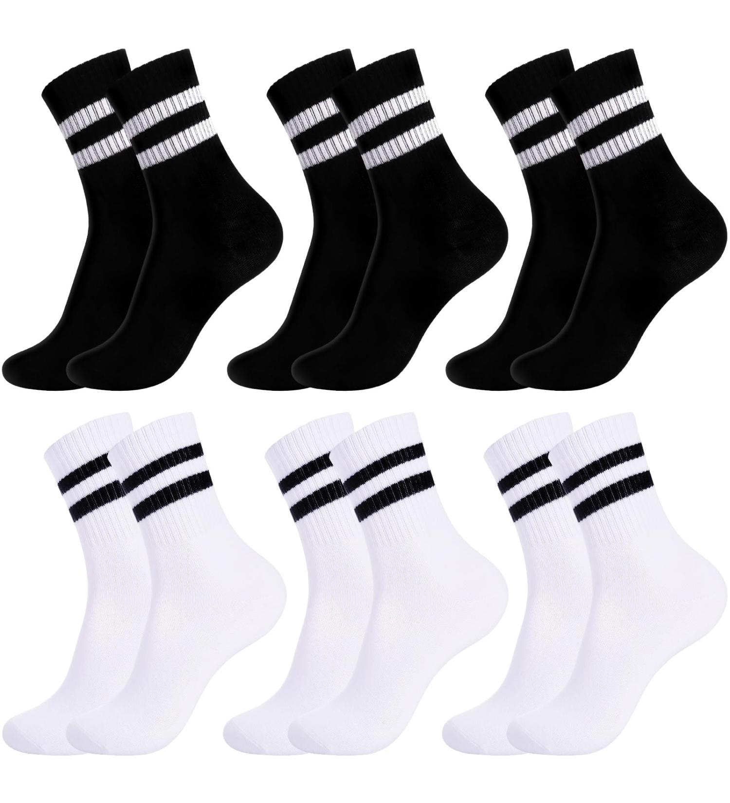 6 Pairs Children's Sports Socks - Multi-Colored Tennis Crew Socks for Girls (Ages 9-12) - Soft Cotton - Buy Online on GoSupps.com