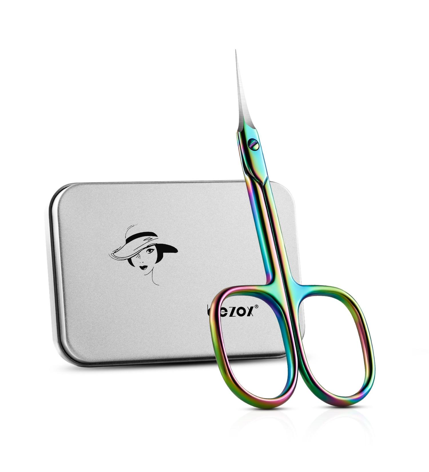 Bezox Curved Nail Skin Scissors - Precision Stainless Steel Manicure Tools for Tidy Care | Professional Nail Shaver & Small Rainbow Scissors for Women - Buy Online on GoSupps.com