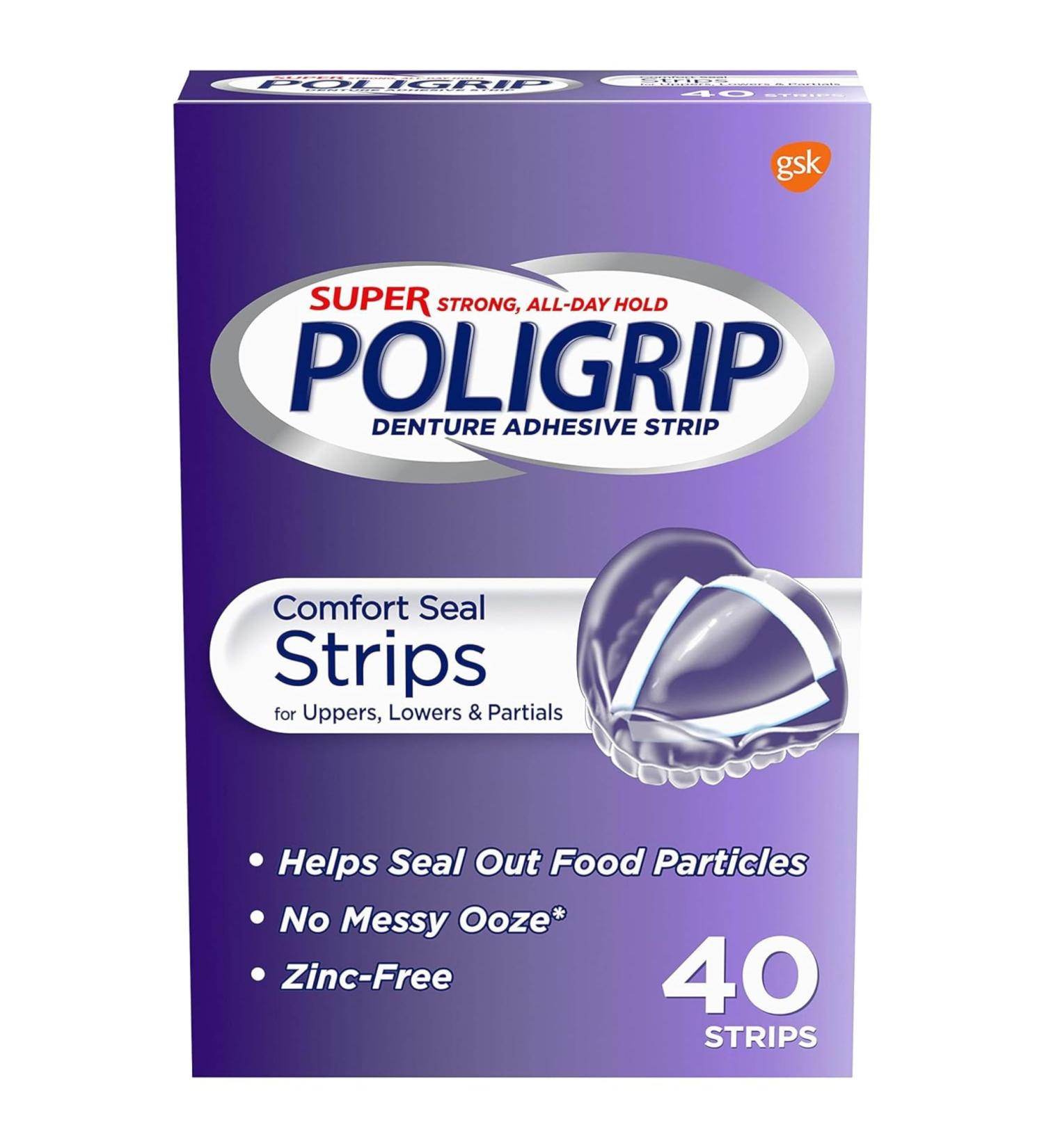 Super Poligrip Comfort Seal Denture Adhesive Strips - 40 Count | Best International Shipping - Buy Online on GoSupps.com