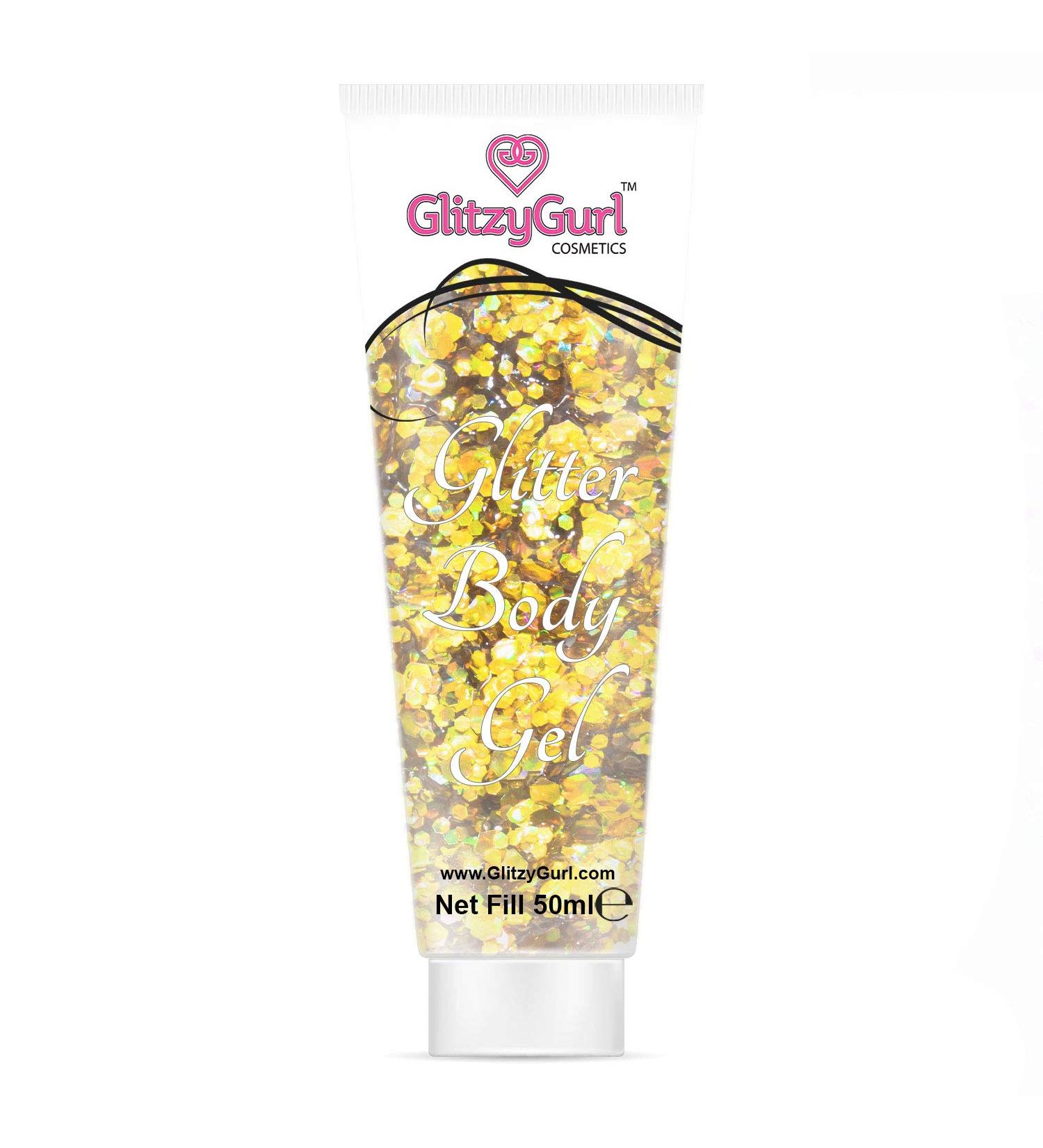 Holographic Glitter Face and Body Gel 50ml Cosmetic Glitter Body Glitter Hair Glitter Gel (Golden Gurl)