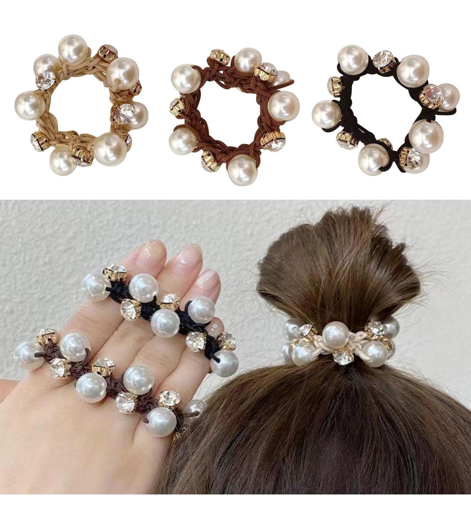 Pearl Hair Scrunchies Elastic Hair pes Ponytail Holder Scrunchies Tightening Hair Hair Accessories for Women and Girls Daily Life - Buy Online on GoSupps.com