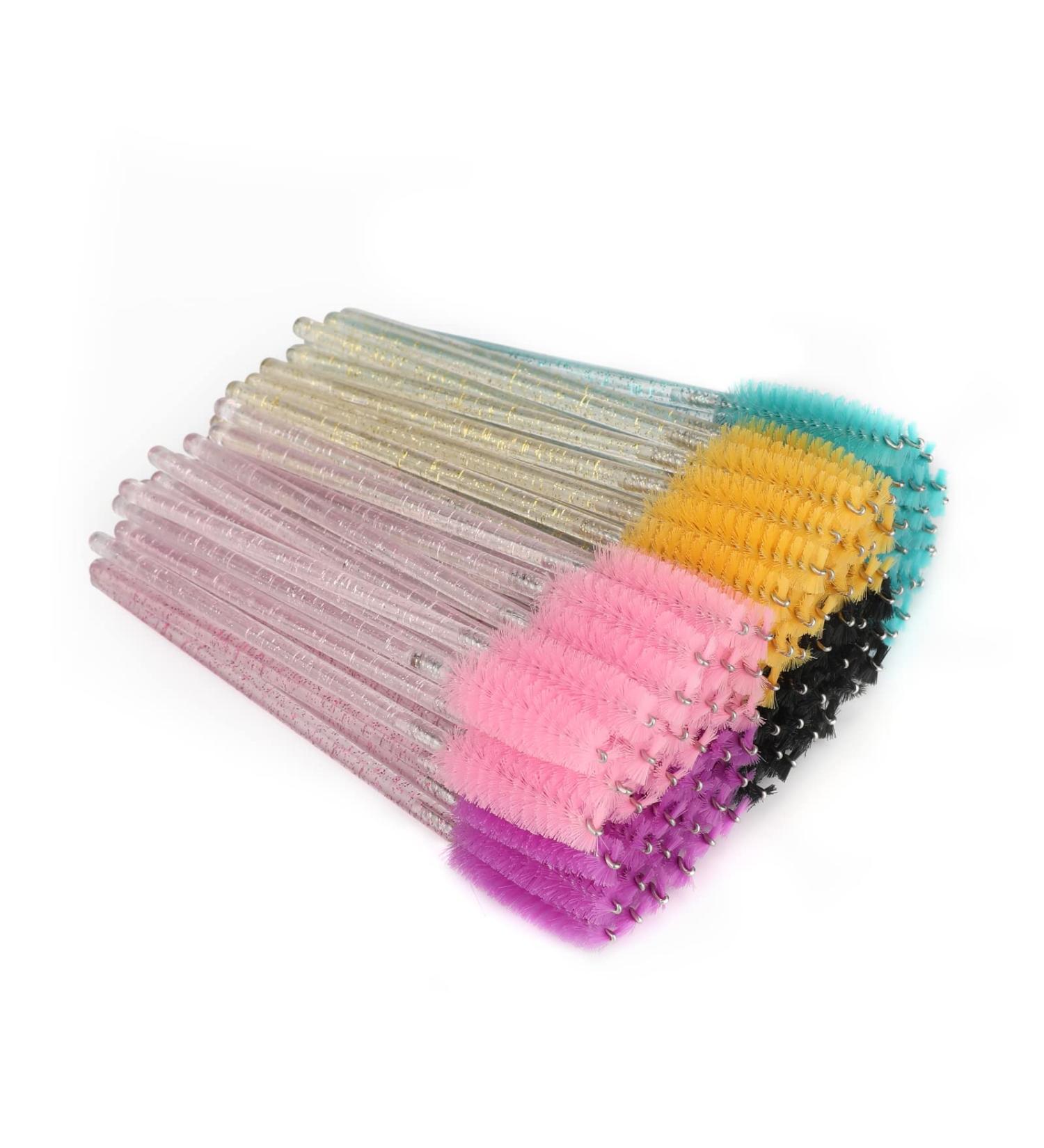 100PCS Multi-Colored Crystal Eyelash Mascara Brushes - Makeup Applicator Wands - Buy Online on GoSupps.com