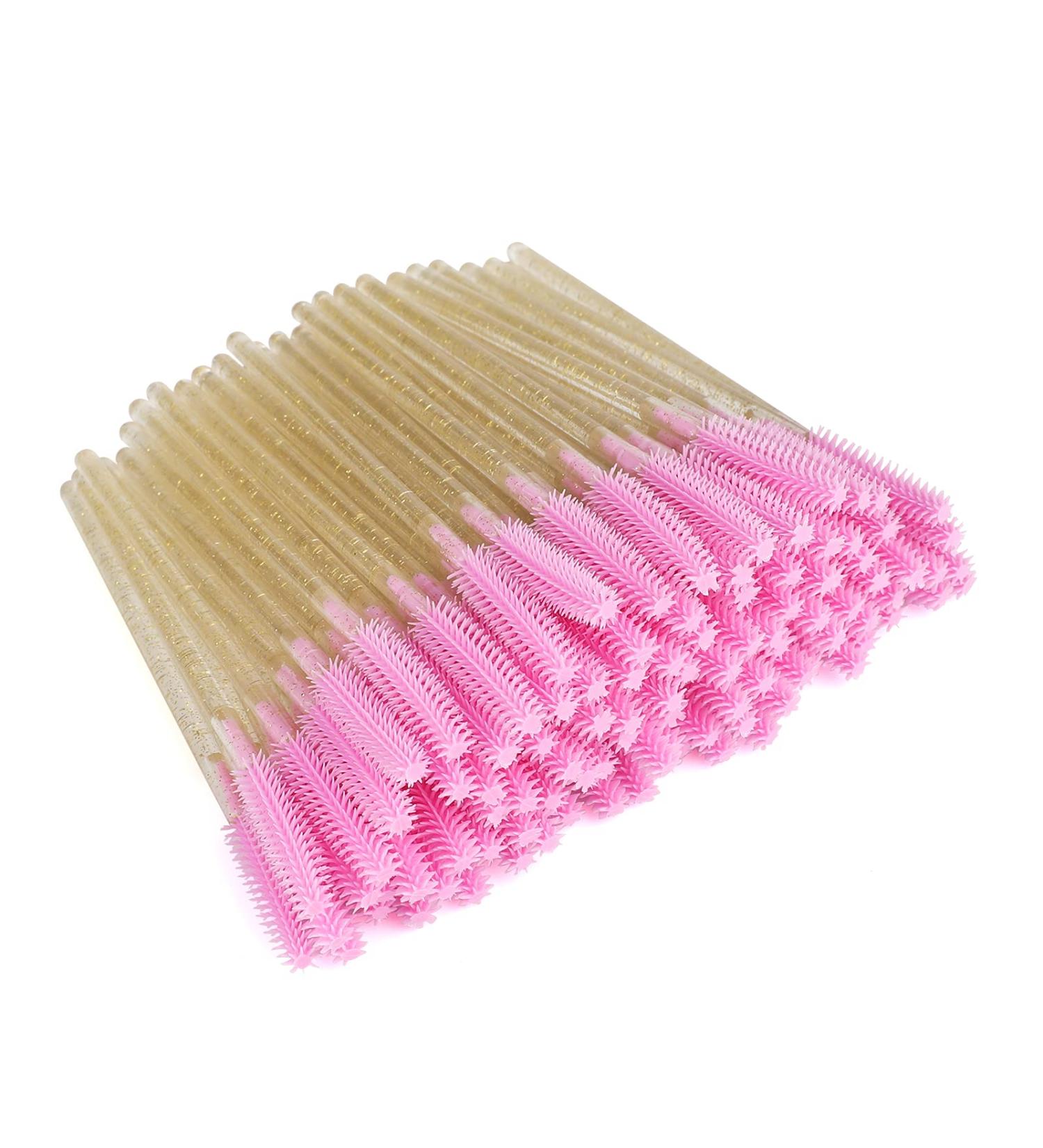 G2PLUS 100 PCS Disposable Silicone Eyelash Brushes - Gold and Pink Mascara Wands for Lash Extensions | 2x50 Crystal Gold and Pink Spoolies - Buy Online on GoSupps.com