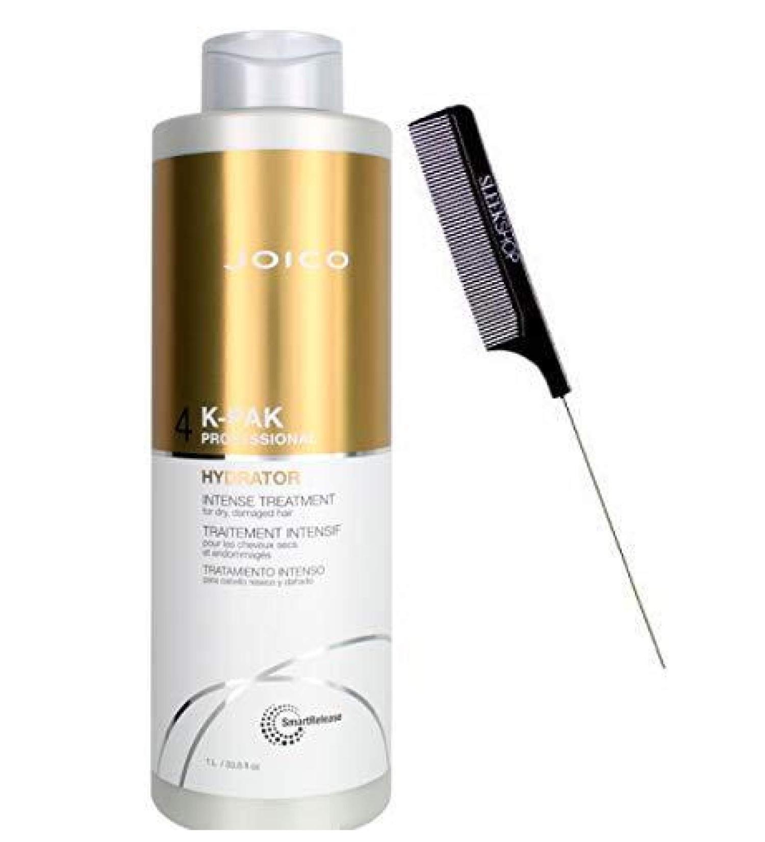 K-PAK INTENSE HYDRATOR Treatment for Dry Damaged Hair (with Sleek Steel Pin Tail Comb) Bio-Advanced Peptide Complex (XL 33.8 oz / 1000 ml LITER (PACK OF 1))
